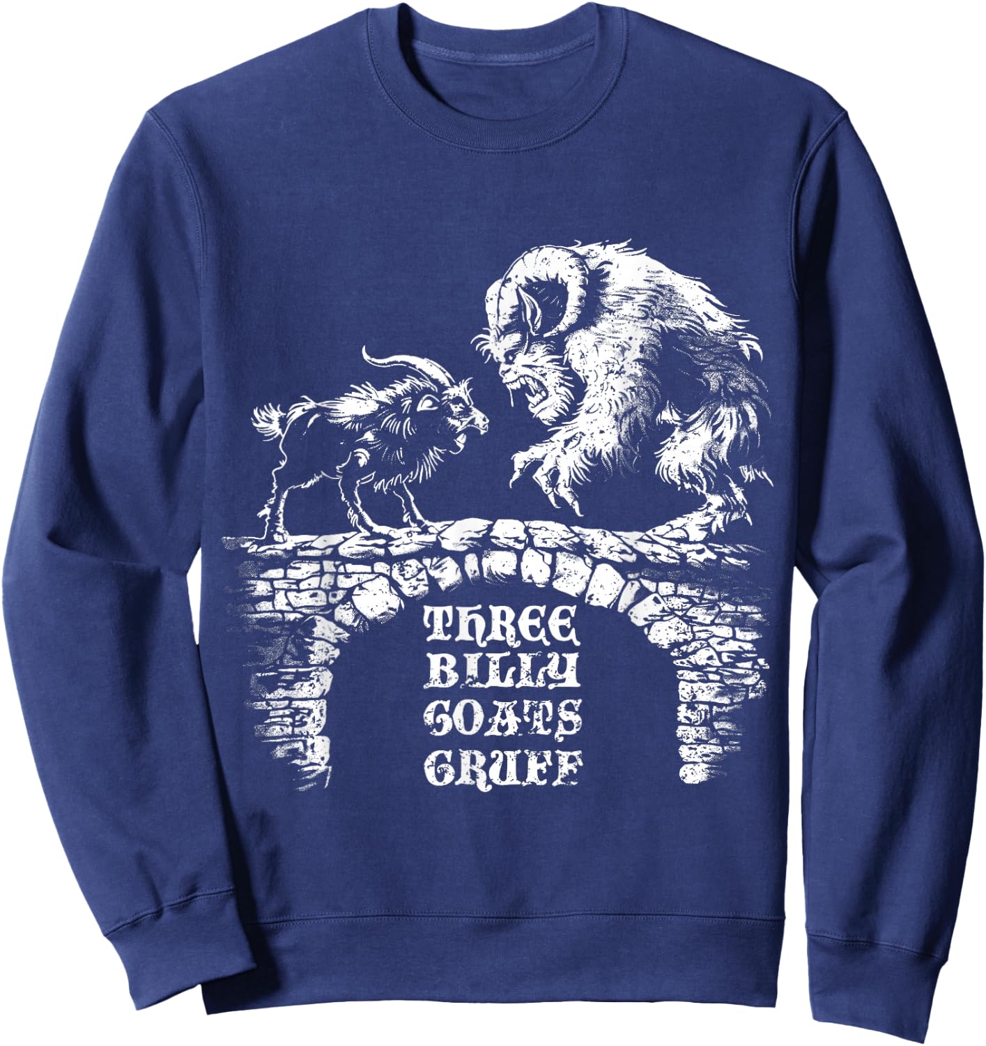 Three Billy Goats Gruff Fairytale Vintage Sweatshirt - Sweatshirt | Navy