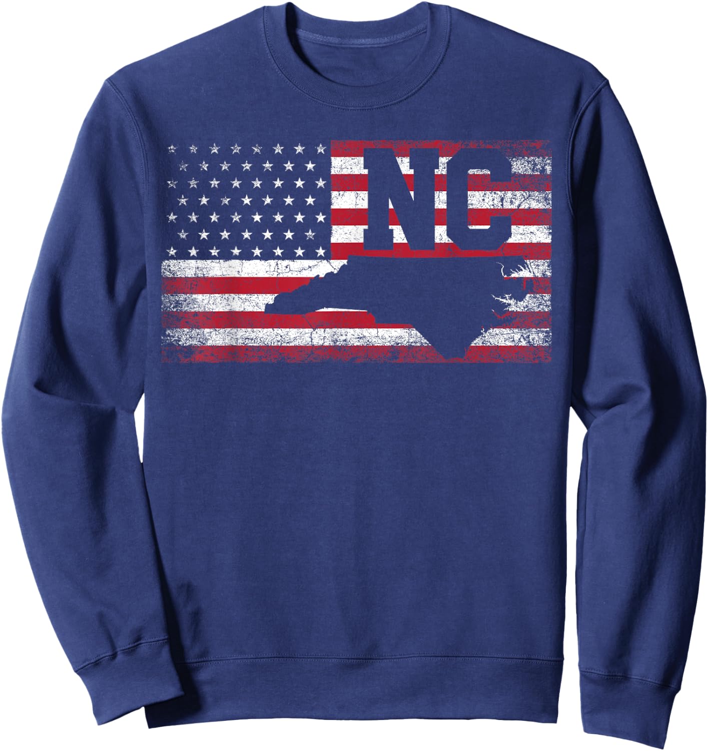 American Flag North Carolina 4th of July Vintage Men Women Sweatshirt - Sweatshirt | Navy