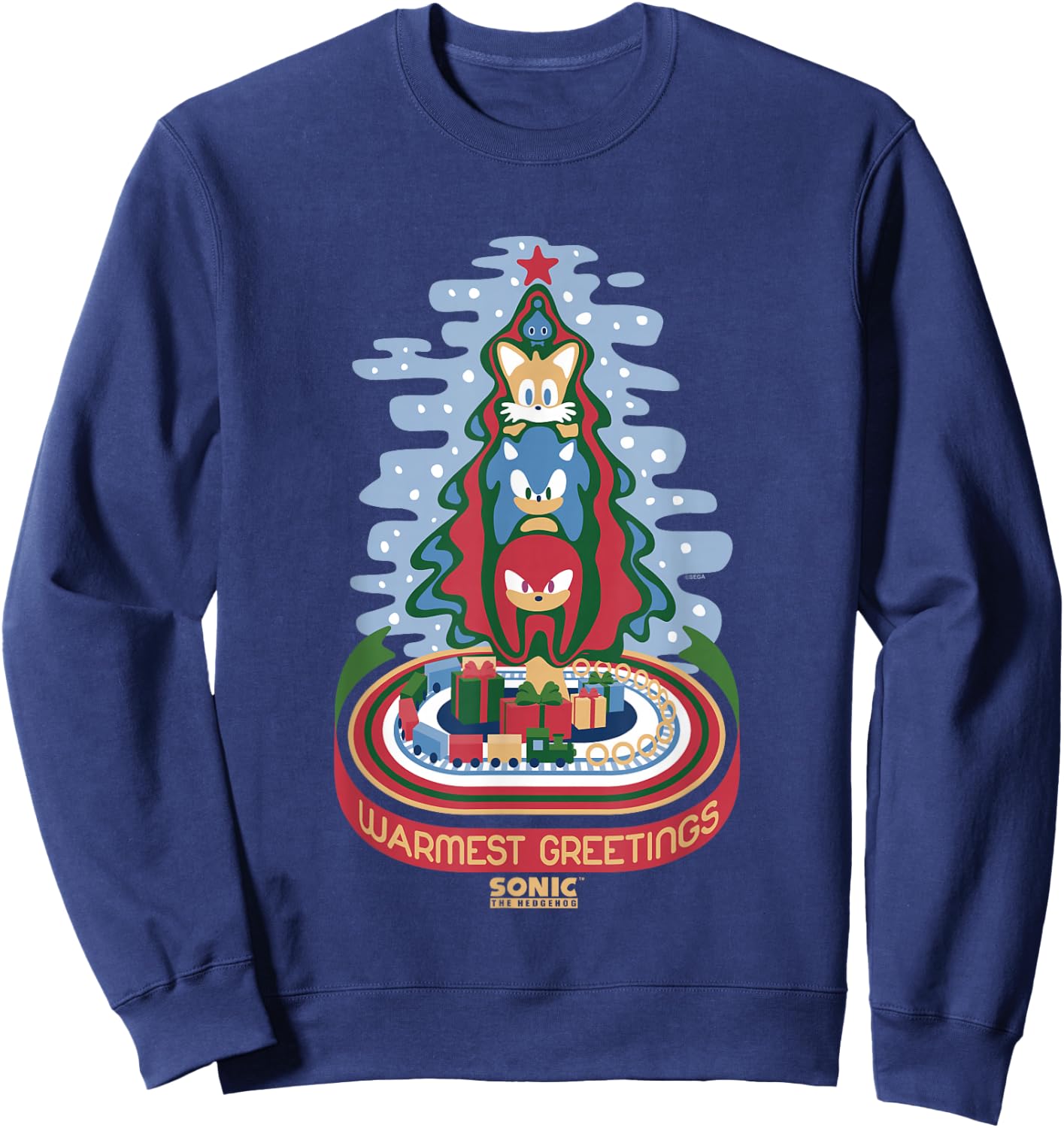 Sonic The Hedgehog Christmas Warmest Greetings Vintage Sweatshirt - Sweatshirt | Navy