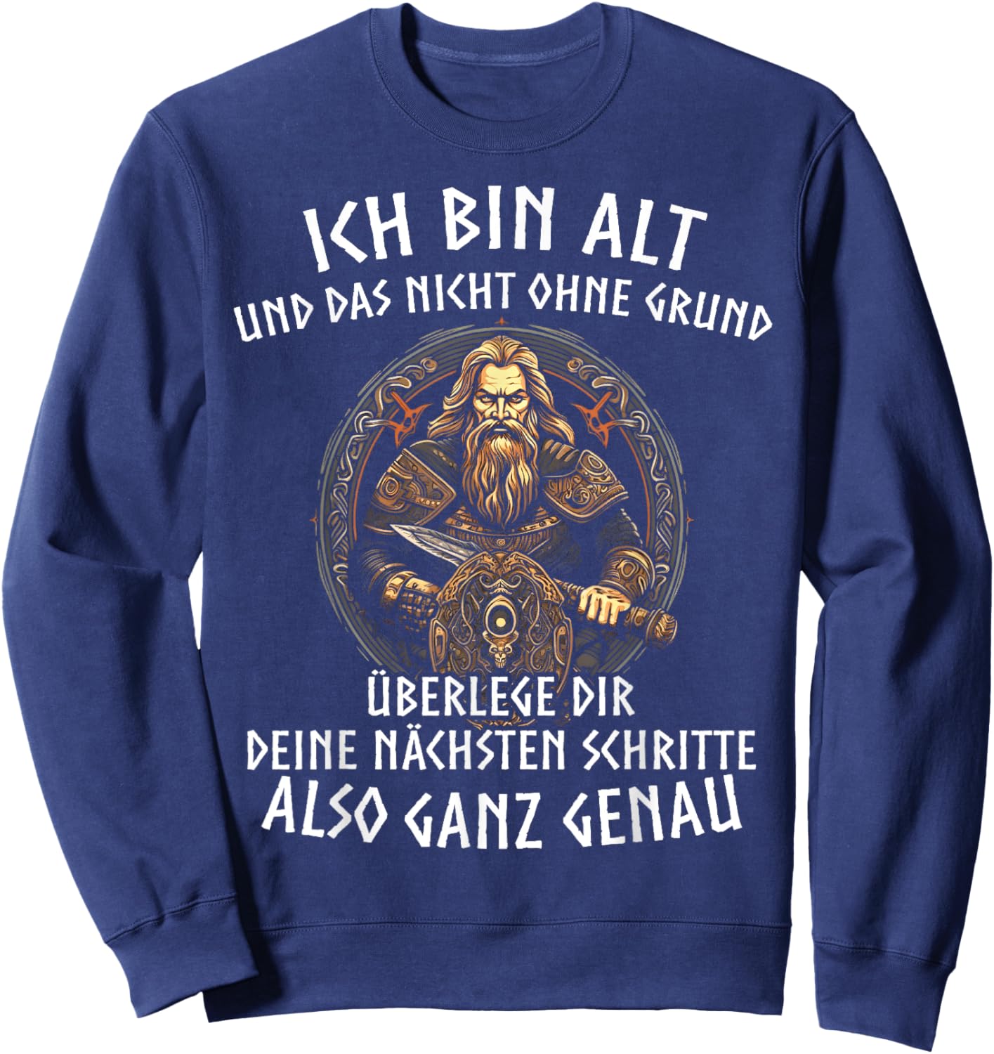 Viking Wolf Nordic Mythology Runes Norman , black Sweatshirt - Sweatshirt | Navy