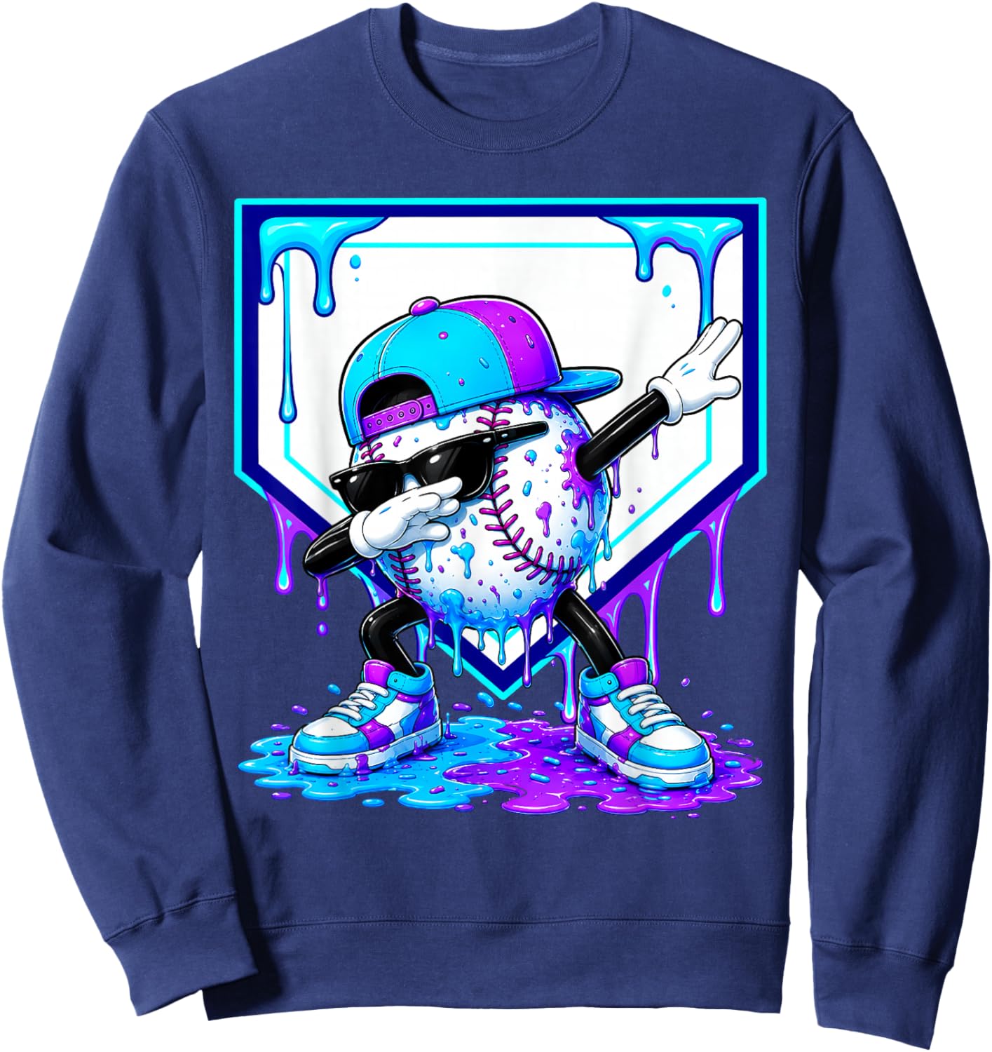 Dripping Baseball Drip Blue Boys Cosmic Baseball Glow Sweatshirt - Sweatshirt | Navy