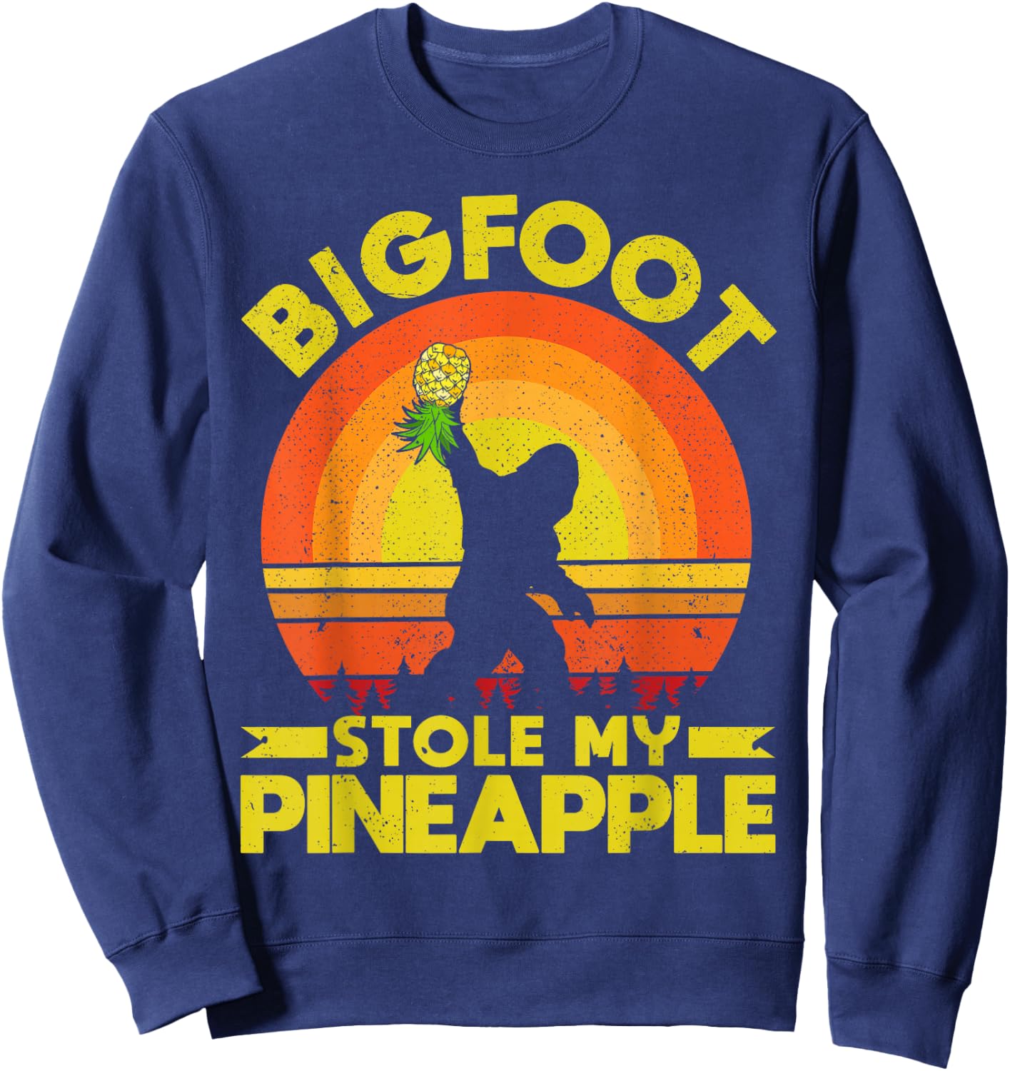 Bigfoot Stole My Pineapple Upside Down Pineapple Swinger Sweatshirt - Sweatshirt | Navy