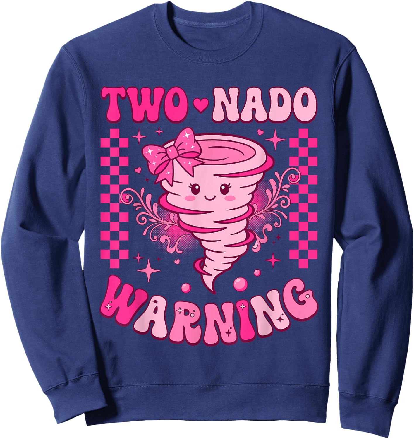 Two Nado 2nd Birthday Tornado 2 Year Old 2nd Bday Girl Sweatshirt - Sweatshirt | Navy
