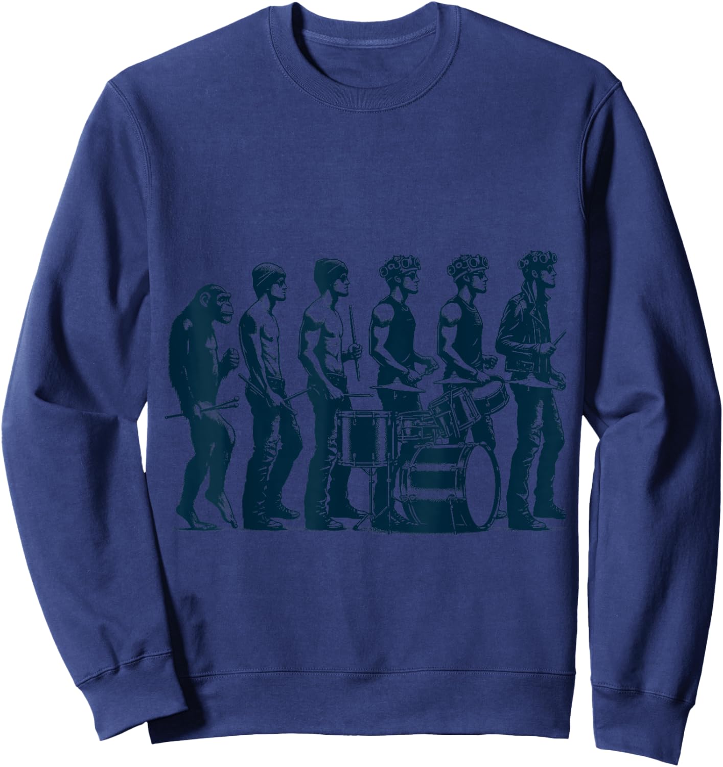 Funny Drummer Gifts Drumming Drums Evolution Of Drummer Sweatshirt - Sweatshirt | Navy