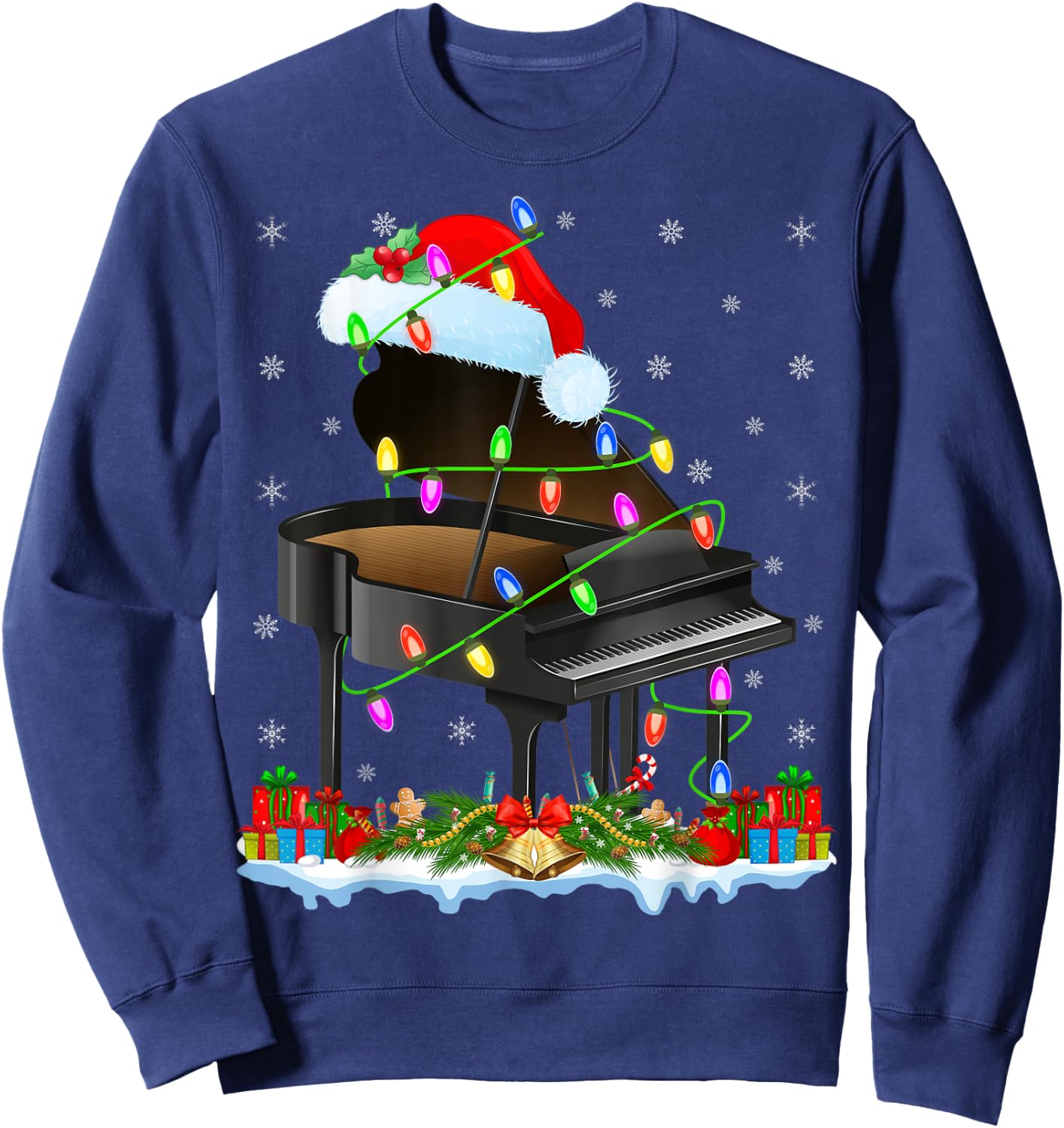 Piano Xmas Lighting Santa Piano Christmas Sweatshirt - Sweatshirt | Navy
