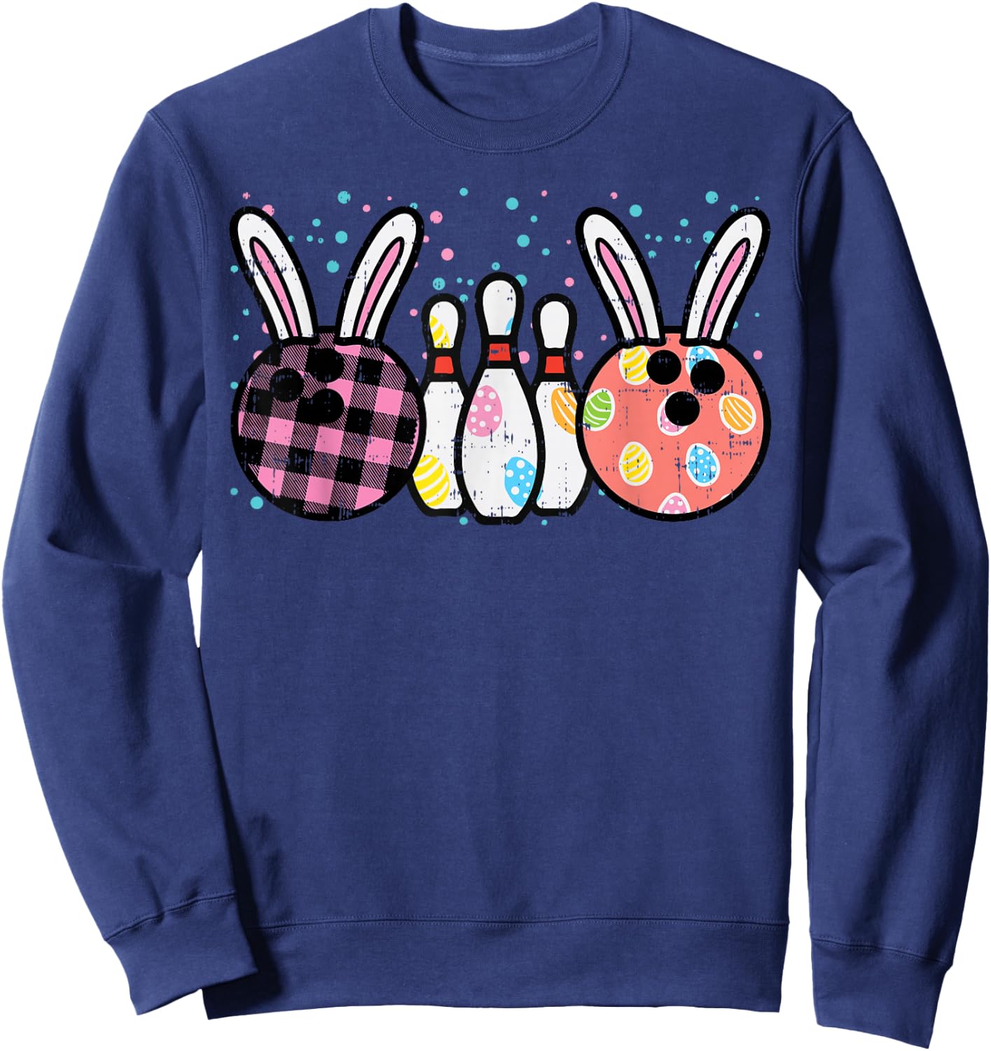 Easter Bunny Bowling Cute Spring Sport Women Girls Kids Teen Sweatshirt - Sweatshirt | Navy