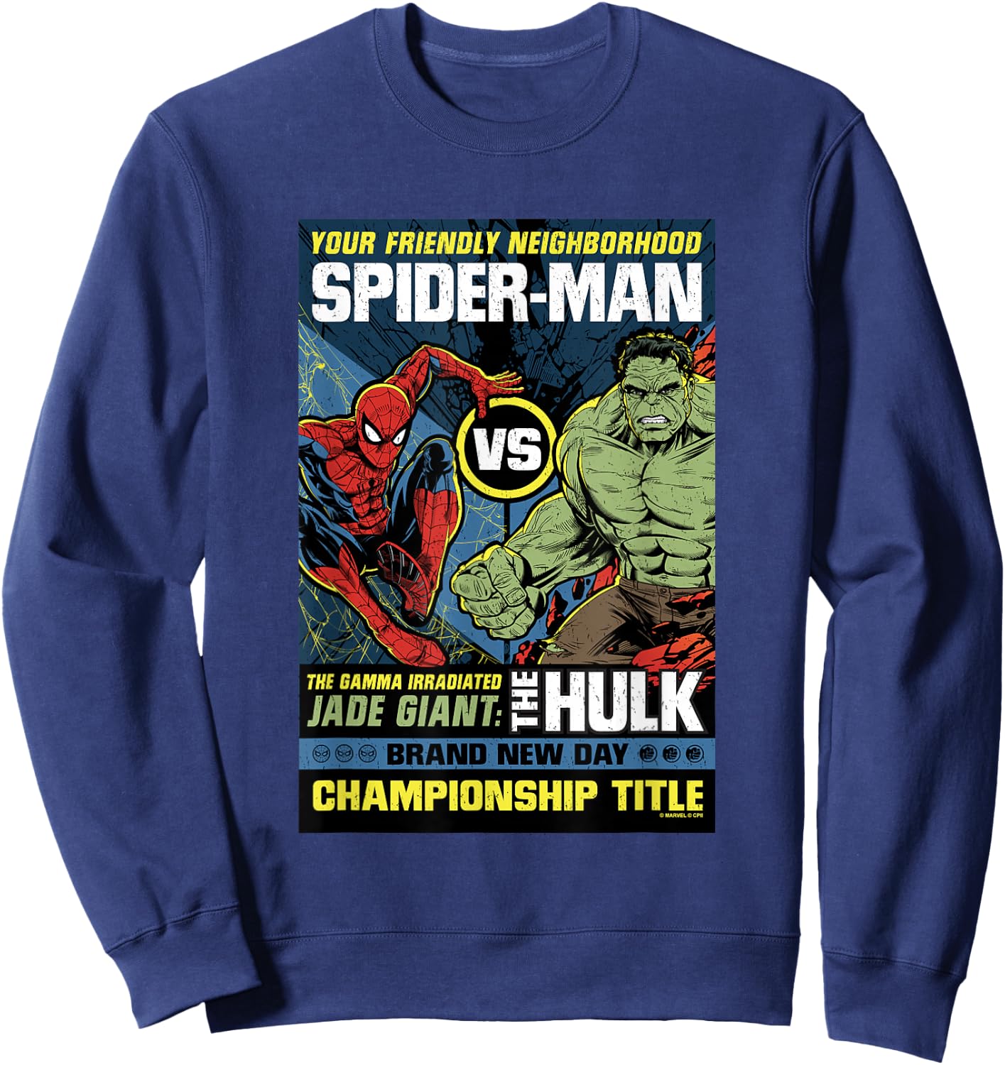 Marvel Spider-Man: New Day Spidey vs Hulk Champ Comic Sweatshirt - Sweatshirt | Navy