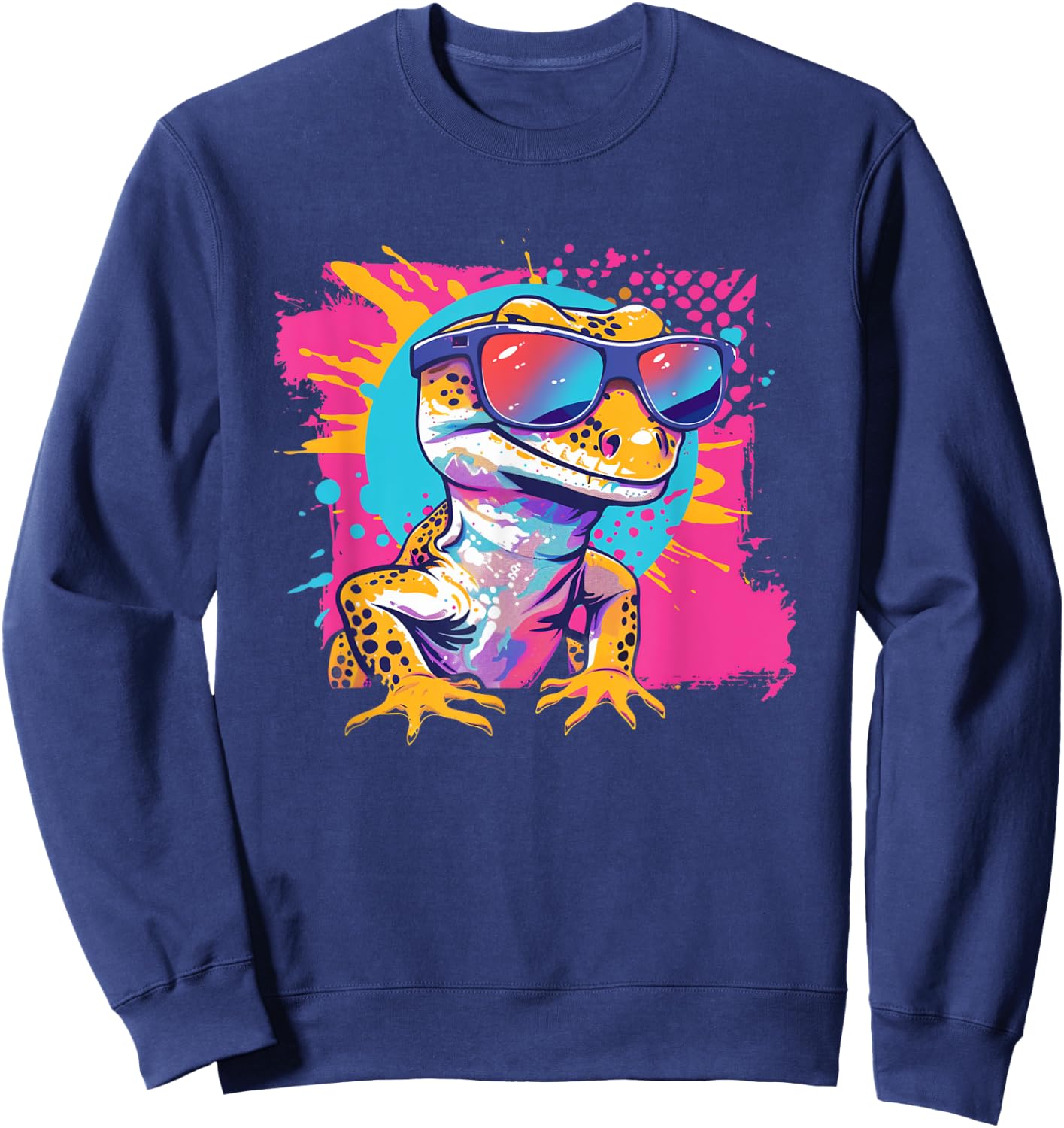 Reptile Retro Vintage Leopard Gecko Lover Sweatshirt - Sweatshirt | Navy