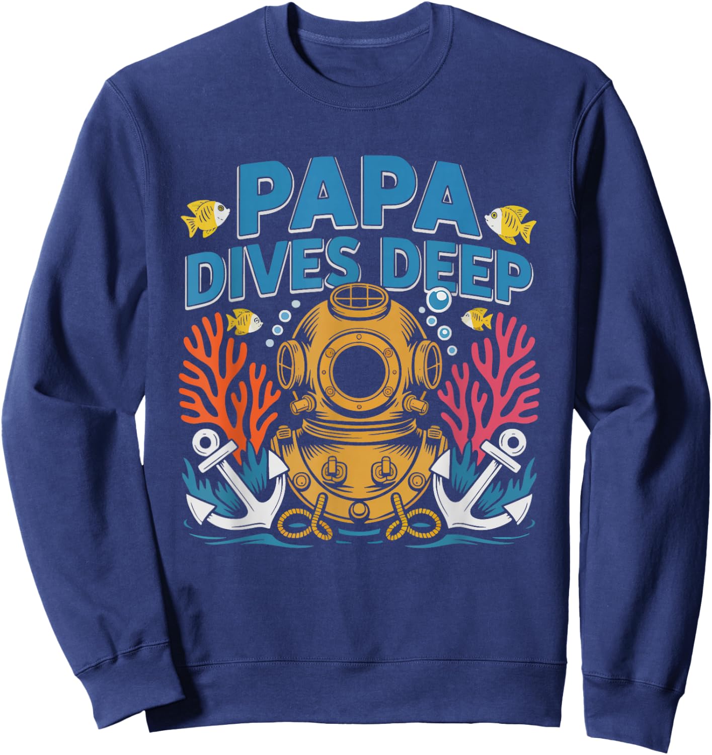 Scuba Diving Grandpa Deep Sea Papa Vintage Dive Badge Ocean Sweatshirt - Sweatshirt | Navy
