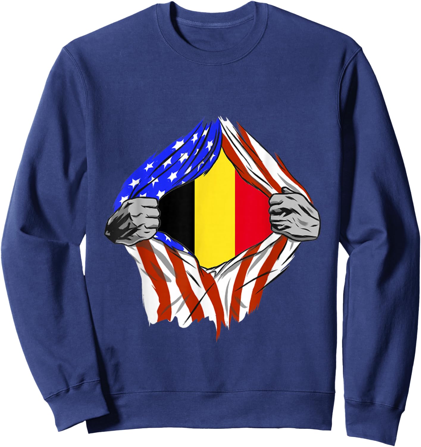 Belgium Flag Chest America USA Belgian Pride Belgian Roots Sweatshirt - Sweatshirt | Navy
