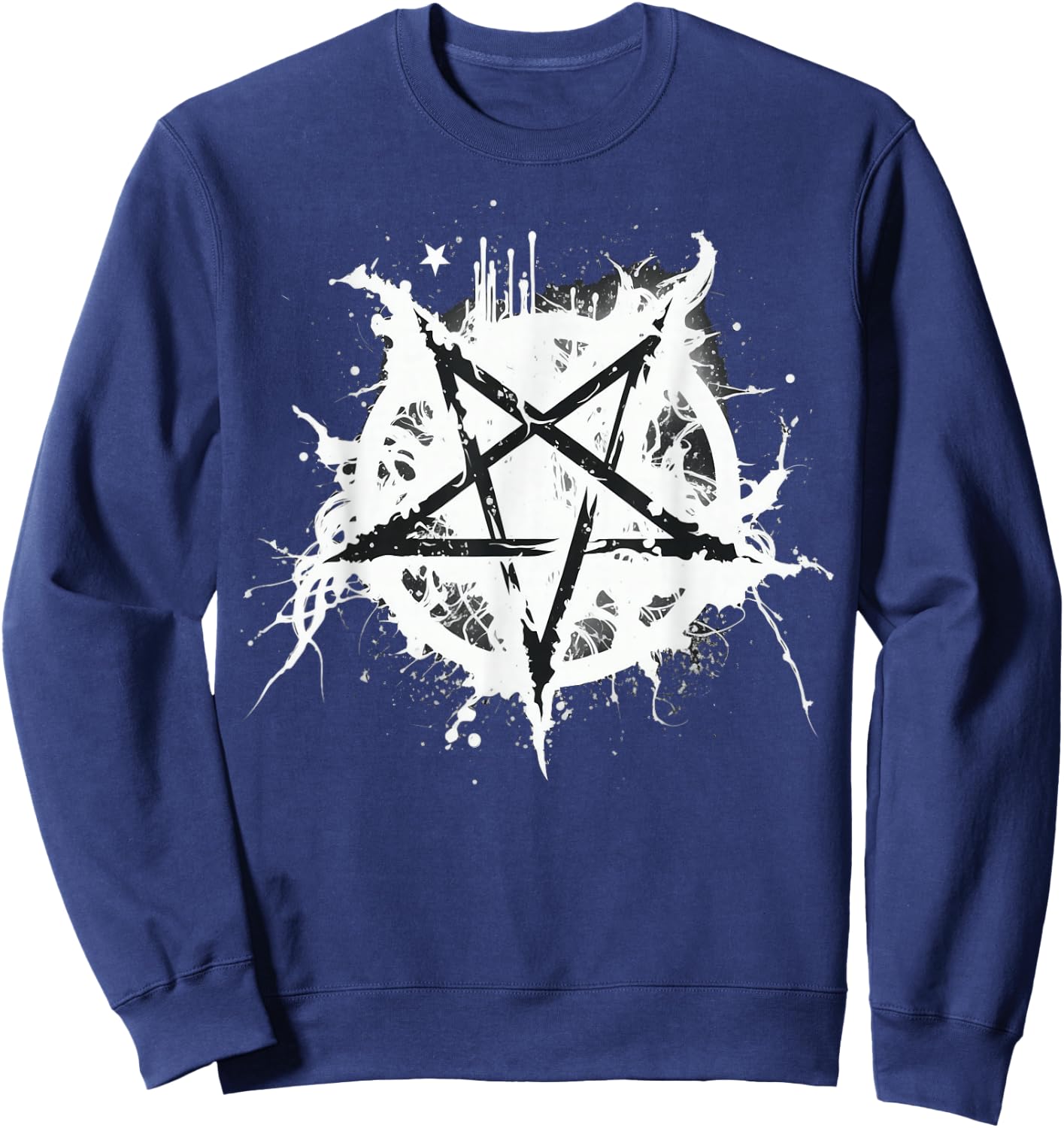 Schwarz-weißes satanisches Pentagramm Sweatshirt - Sweatshirt | Navy