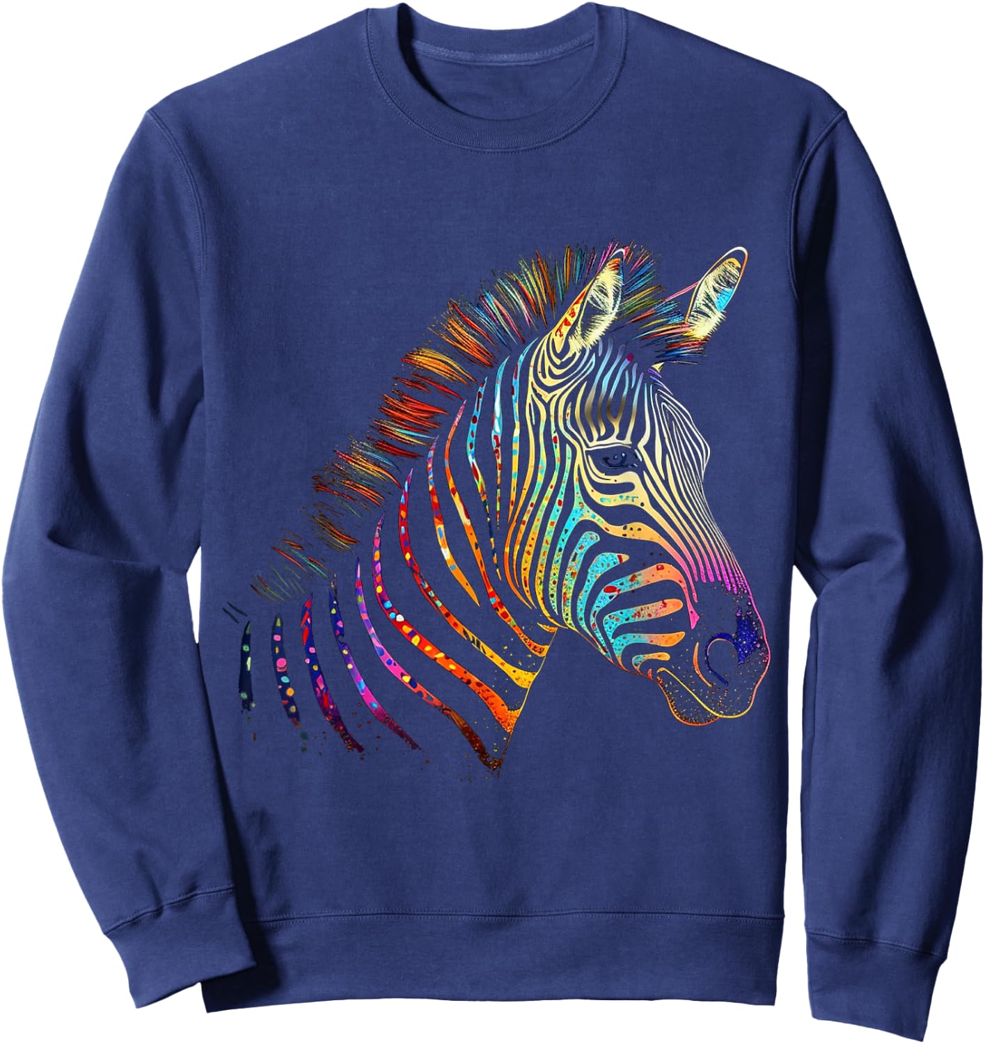 Zebra Colourful - Art Animal Zoo Animal Lovers Zebra Sweatshirt - Sweatshirt | Navy
