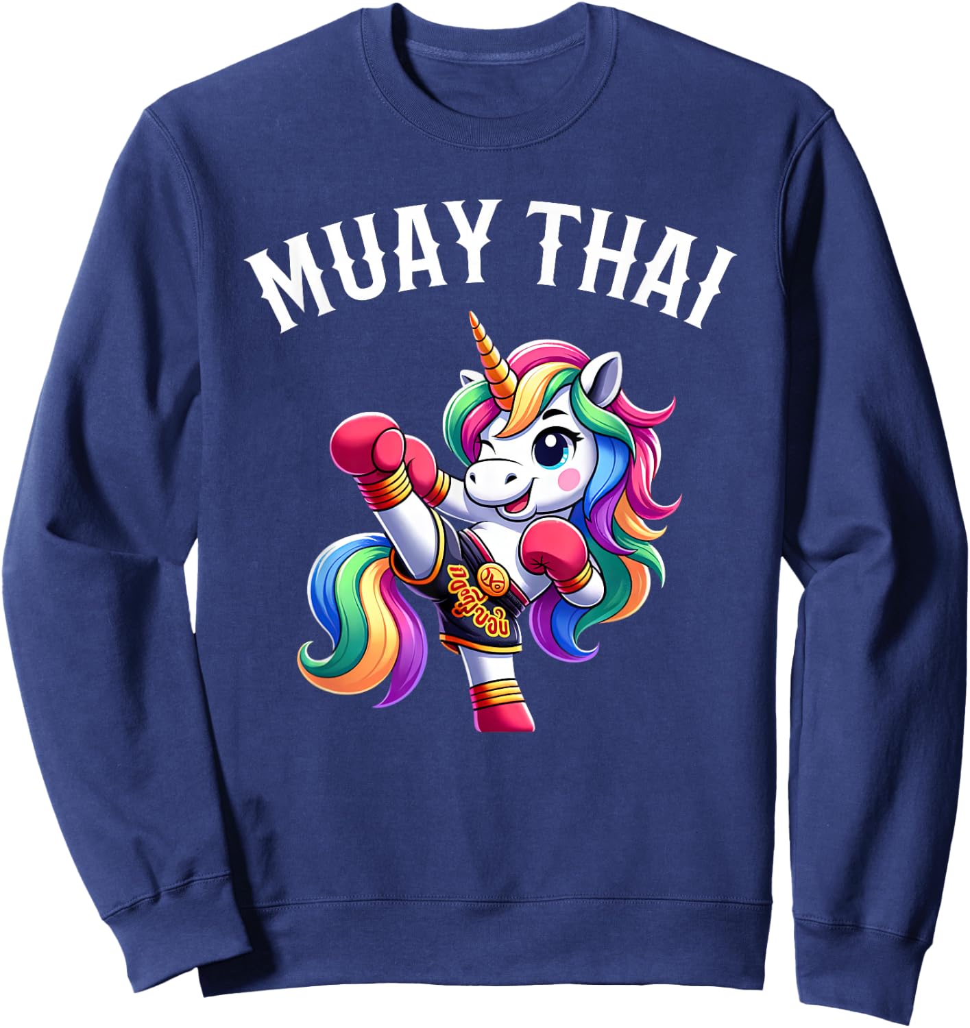 Cute Muay Thai Unicorn Sweatshirt - Sweatshirt | Navy