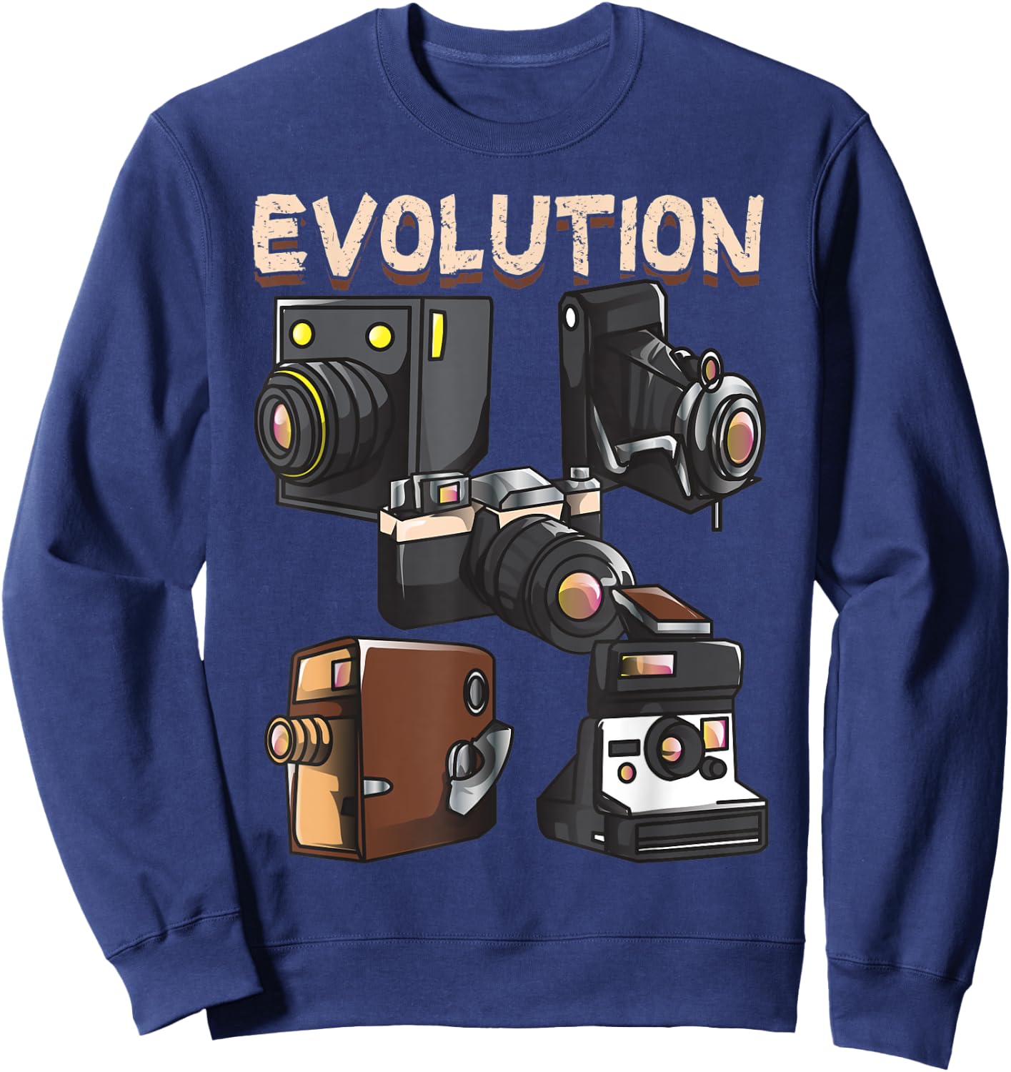 Vintage Evolution of the Camera Photography Sweatshirt - Sweatshirt | Navy