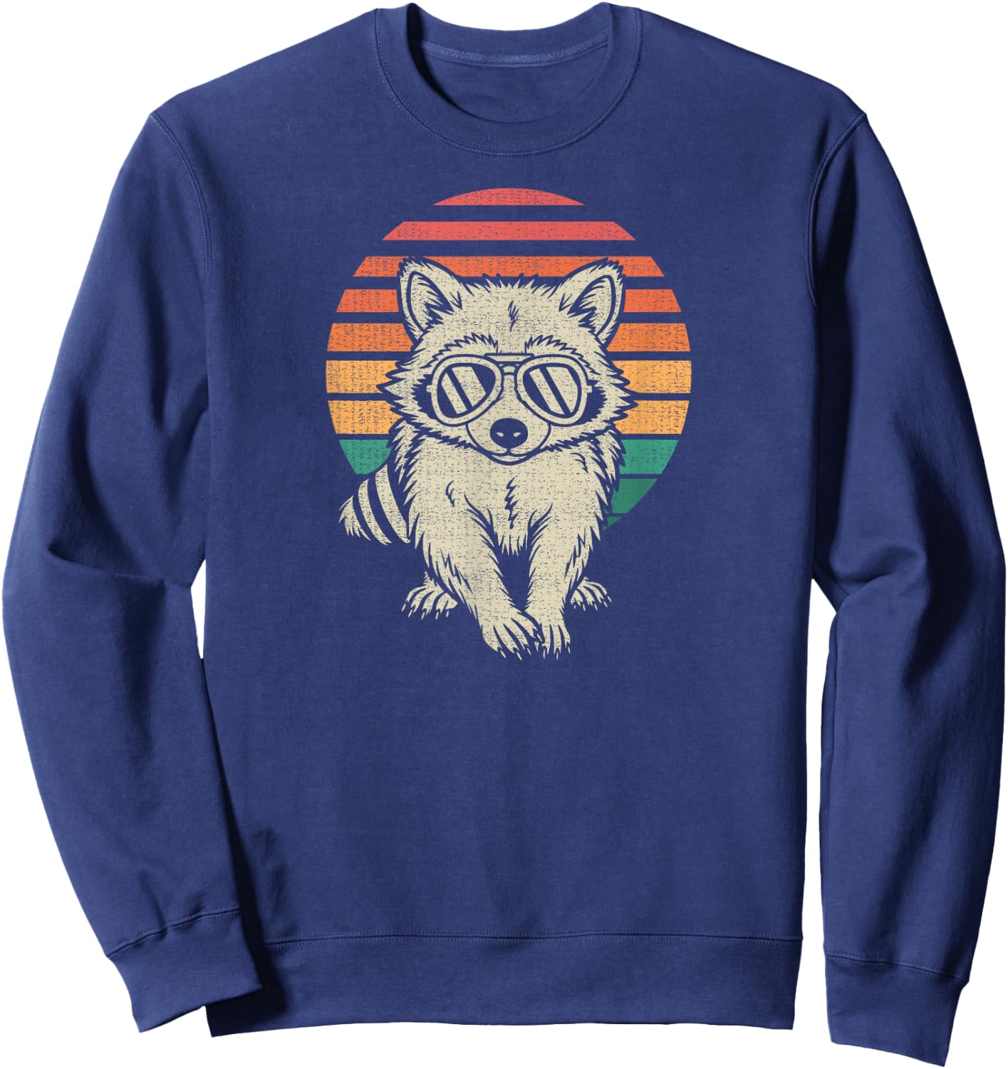Funny Raccoon Lover Animal Retro 70s Sweatshirt - Sweatshirt | Navy