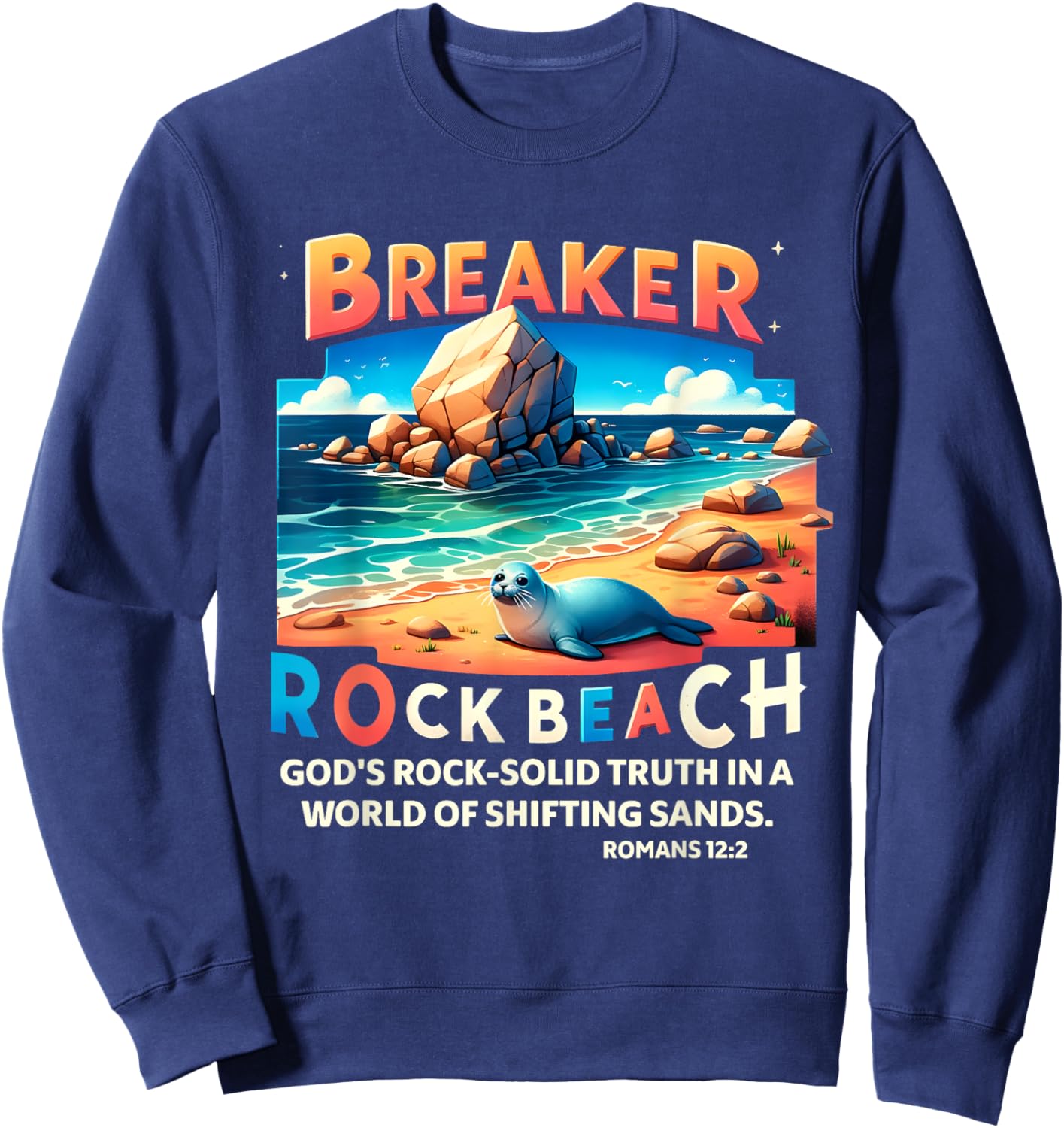 Breaker Rock Beach Christian God's Rock-Solid Truth VBS 2024 Men Women Girls Kids Sweatshirt - Sweatshirt | Navy