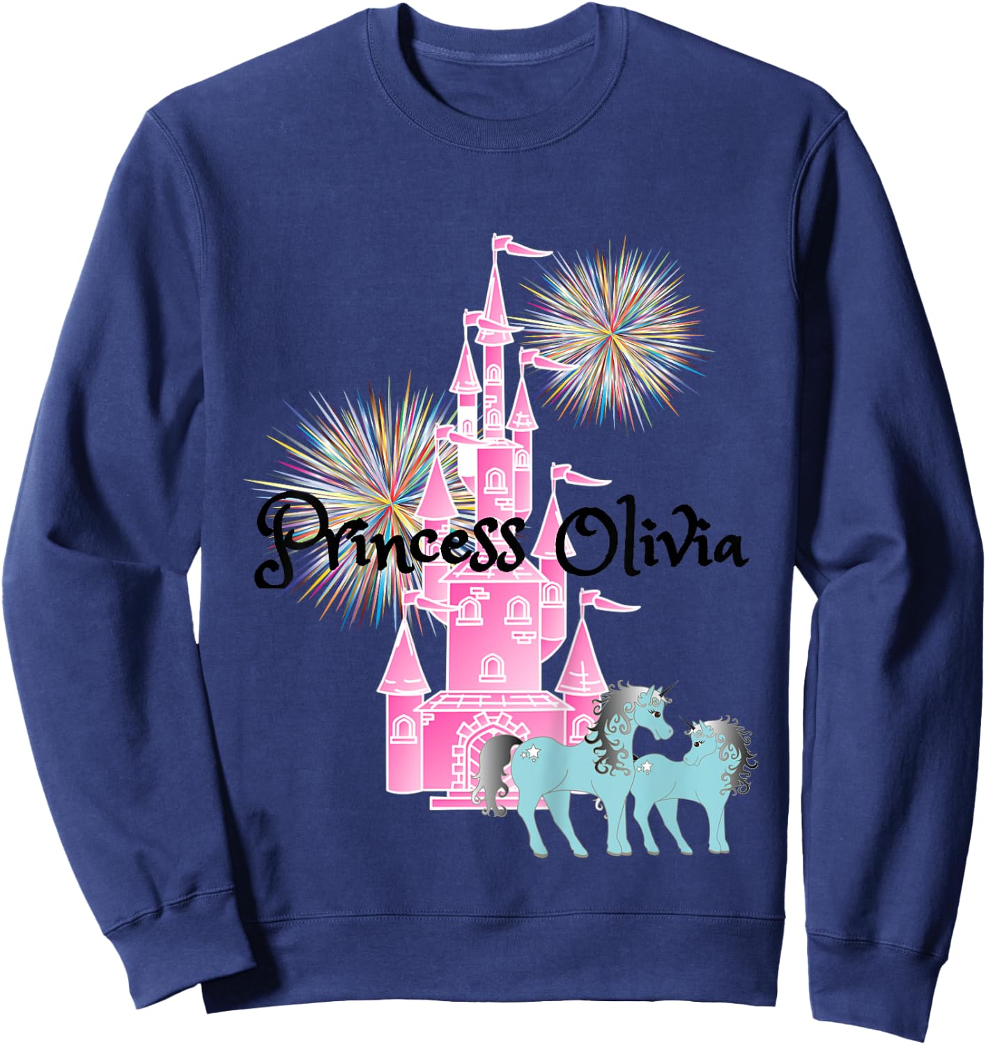 Kids Princess Olivia Name Girls Personalized Custom Sweatshirt - Sweatshirt | Navy