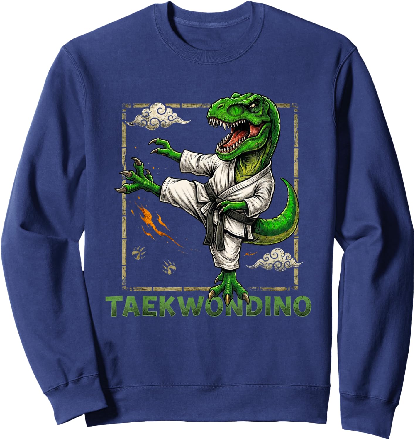 Funny Taekwondo Dinosaur Taekwondosaurus T-Rex Taekwondoin Sweatshirt - Sweatshirt | Navy
