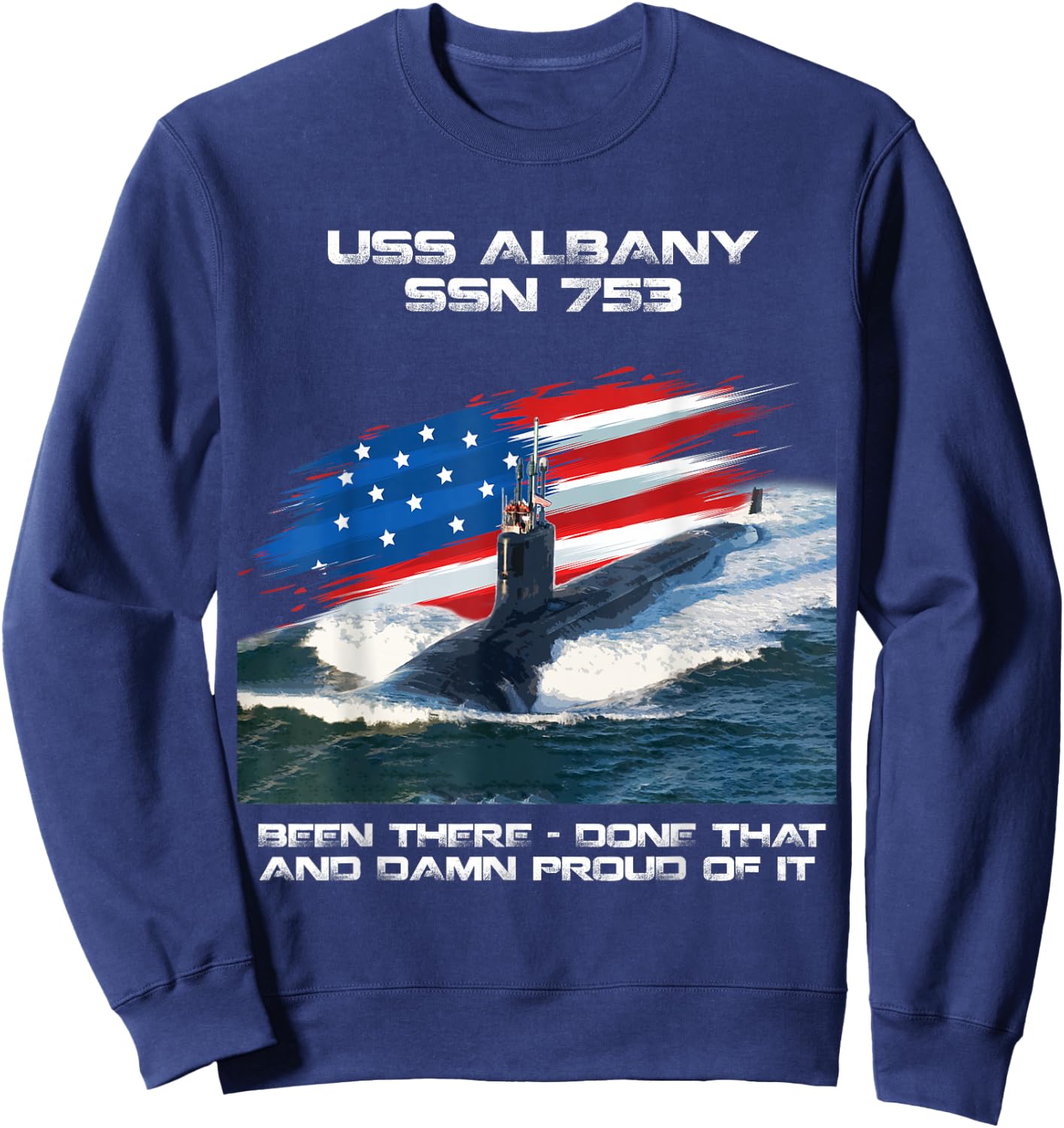USS Albany SSN-753 Amerikanische Flagge U-Boot Veteran Xmas Sweatshirt - Sweatshirt | Navy