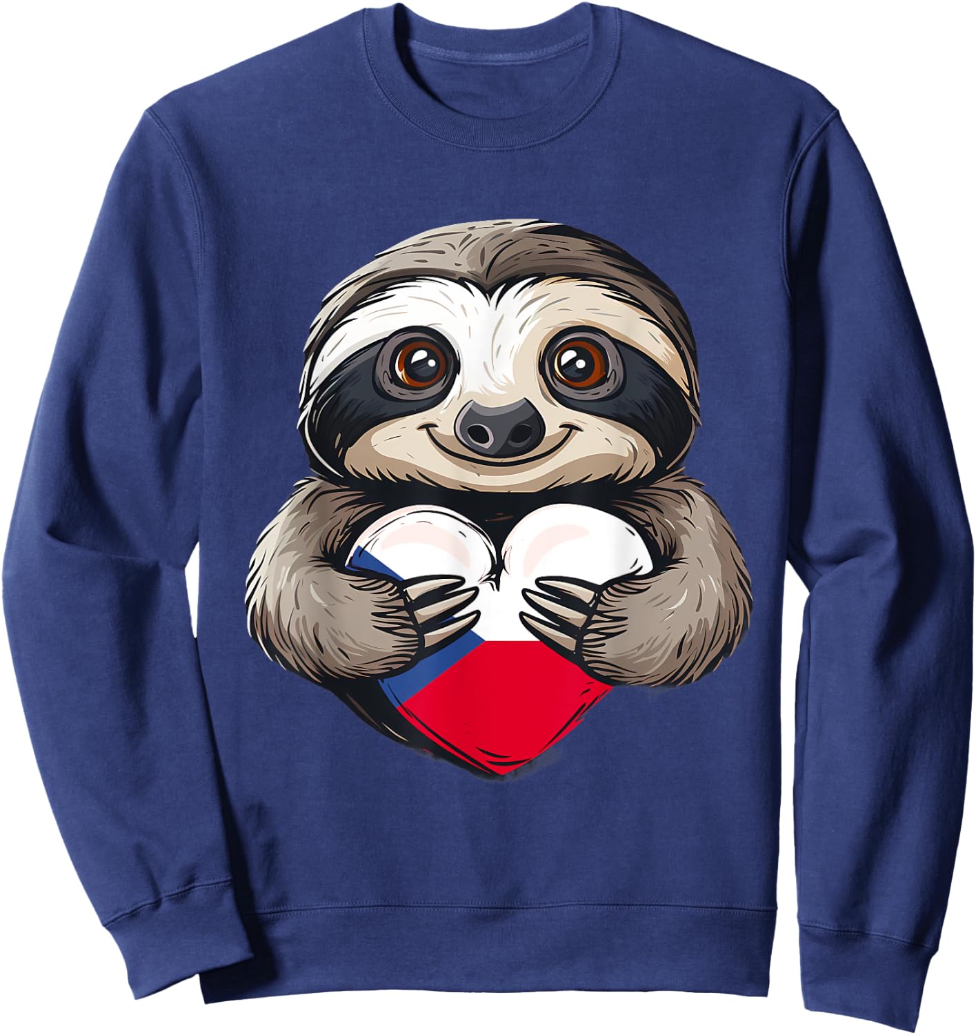 Czech Republic Sloth Czech Flag Czech Heart Pride Ceska Sweatshirt - Sweatshirt | Navy