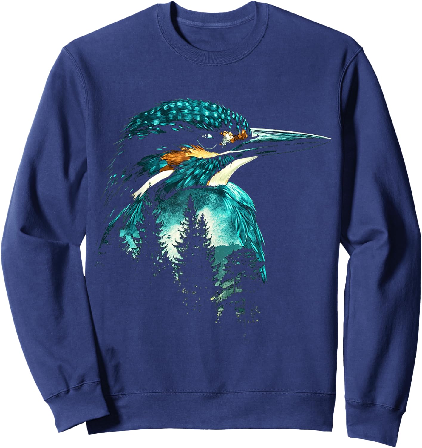 Kingfisher Bird Animal Art Headphones Kingfisher , black, S Sweatshirt - Sweatshirt | Navy