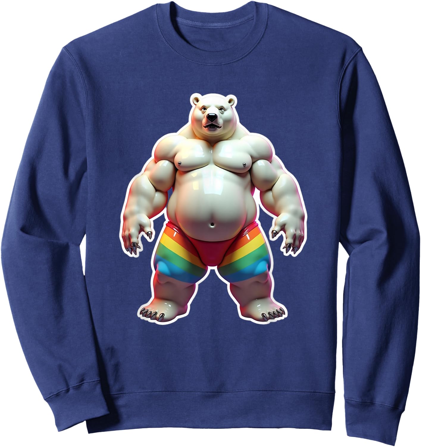 "I Love Bears" Fun Gay Pride Vintage Rainbow Sweatshirt - Sweatshirt | Navy