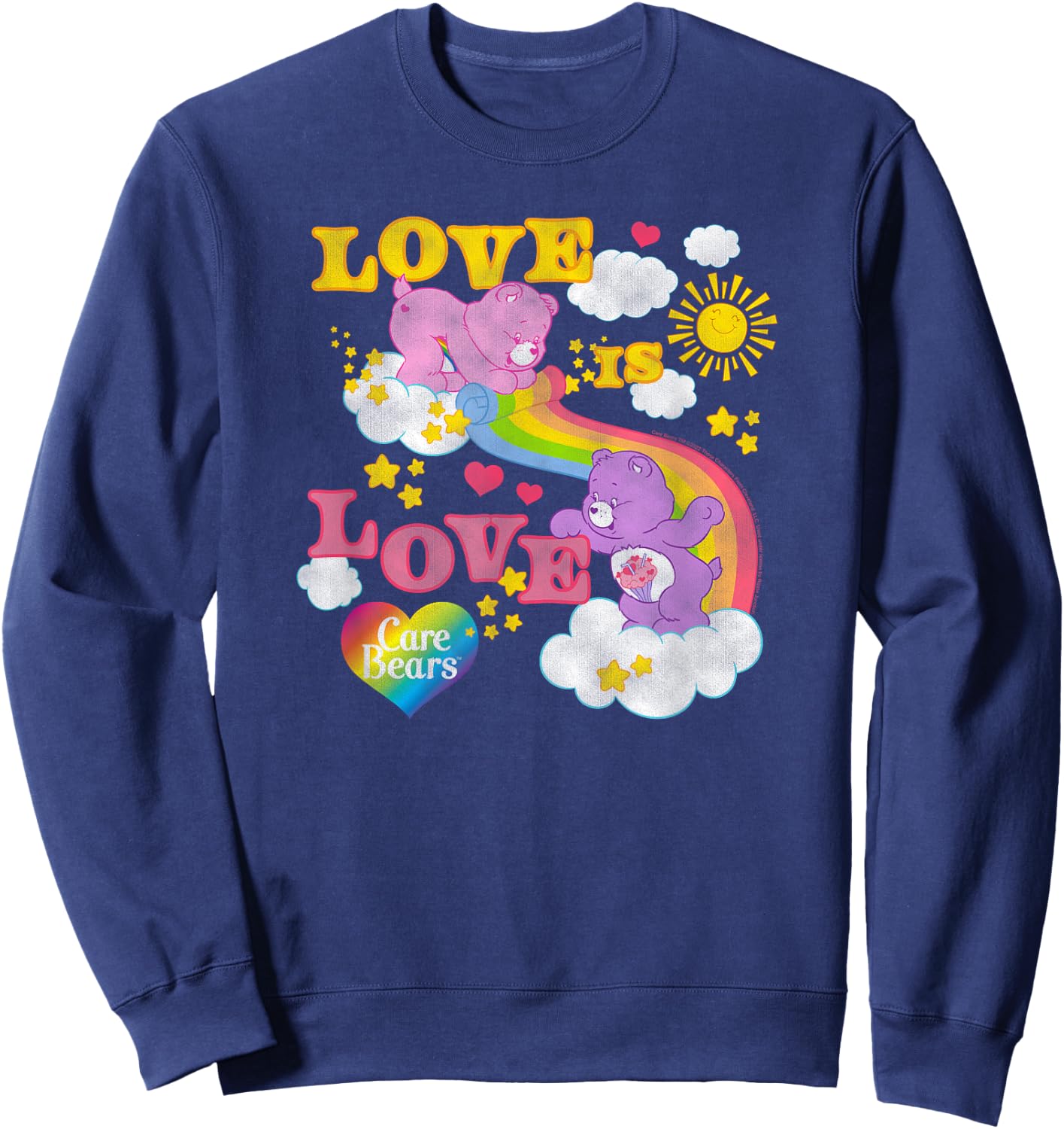 Care Bears Love is Love Rainbow Pride Retro Cartoon Sweatshirt - Sweatshirt | Navy