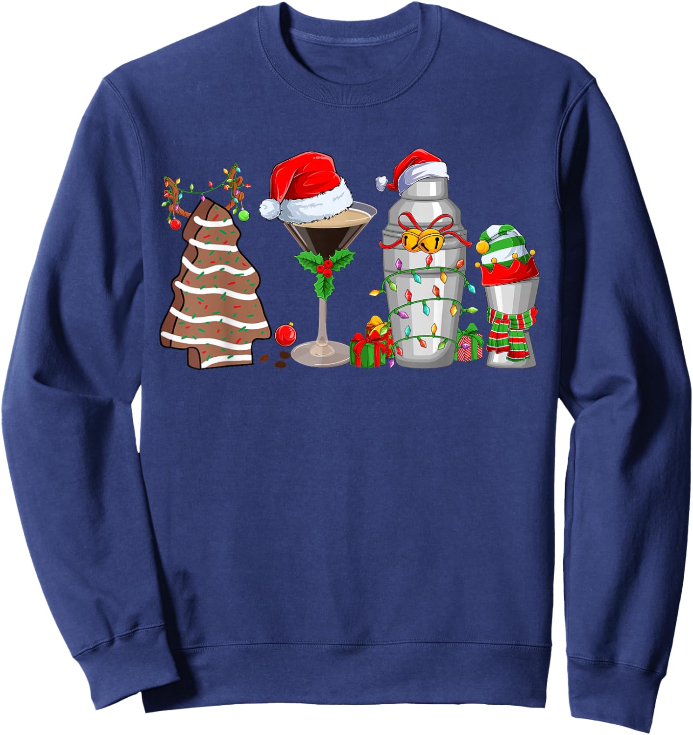 Christmas Cocktail Espresso Martini Drinking Party Bartender Sweatshirt - Sweatshirt | Navy