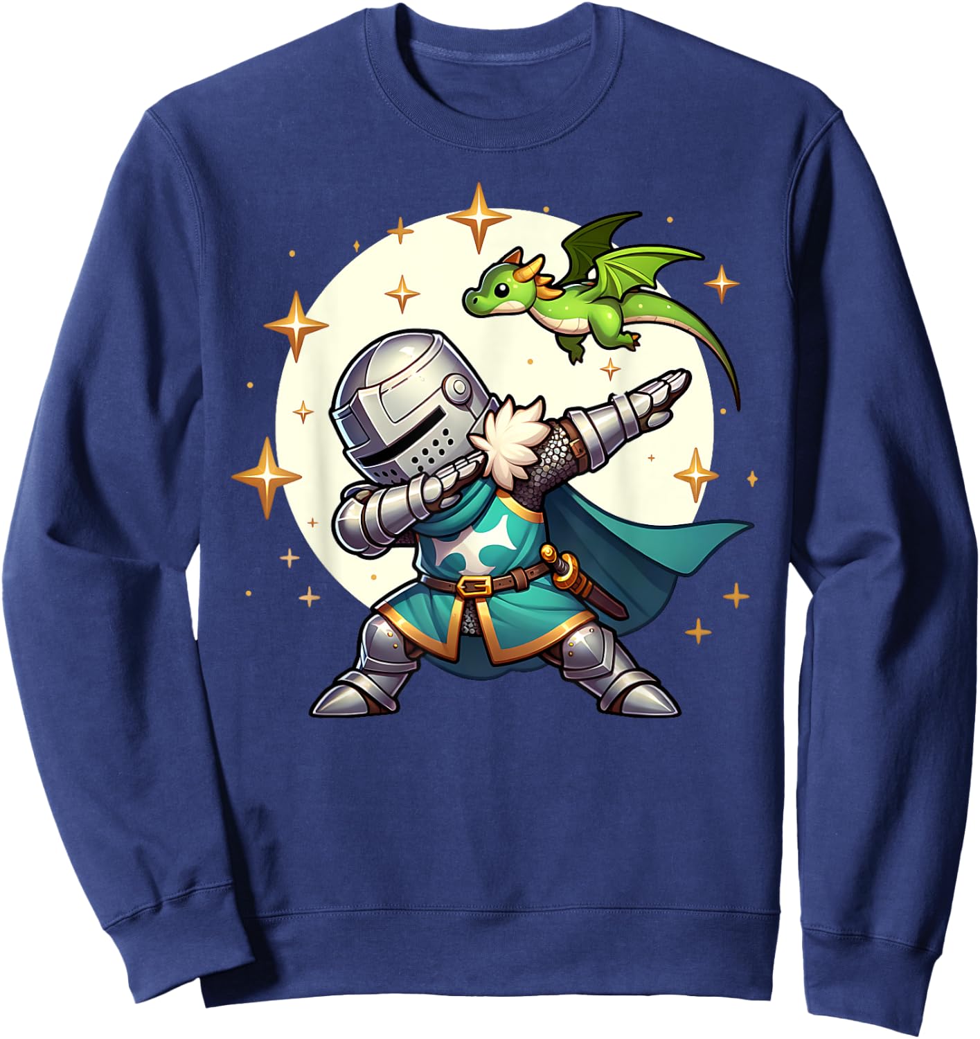 Ren Faire Dabbing Medieval Knight Dragon Funny Renaissance Sweatshirt - Sweatshirt | Navy