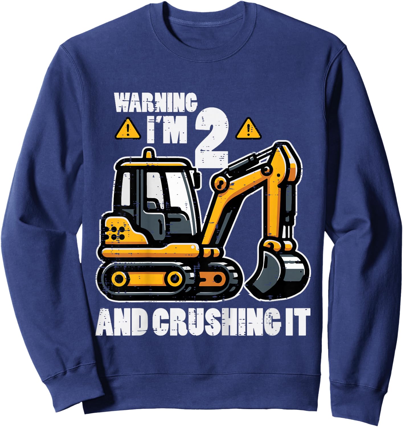 Kids Im 2 Crushing It Excavator 2nd Birthday Construction Boy Kid Sweatshirt - Sweatshirt | Navy