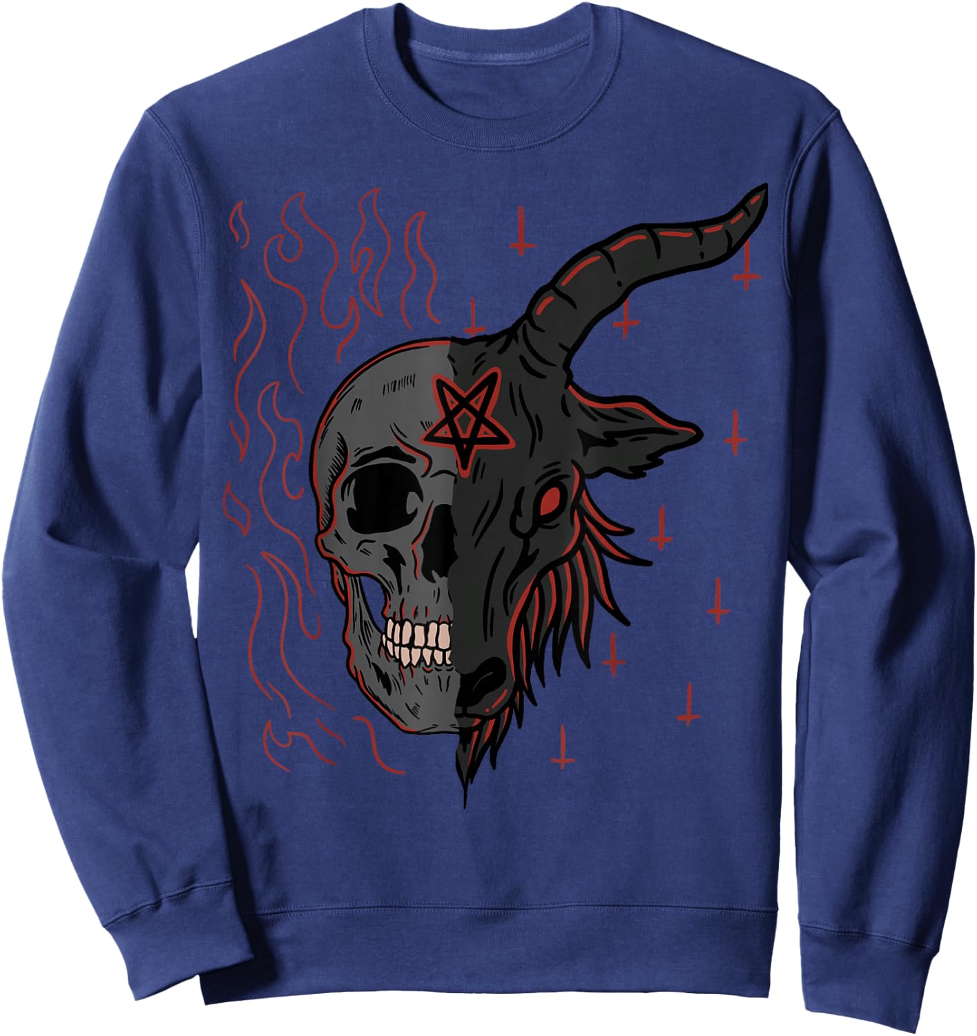 Baphomet Gothic Occult Emo Goats Sweatshirt - Sweatshirt | Navy