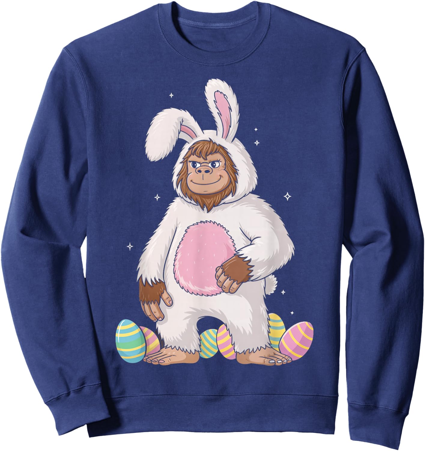 Easter Bigfoot in Bunny Costume | Sasquatch Easter Design Sweatshirt - Sweatshirt | Navy