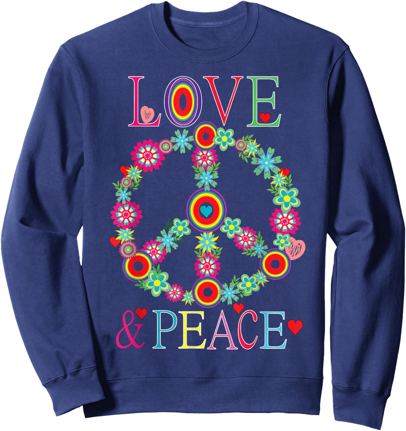 Peace Love 60s 70s Flower Power Hippie Outfit , black Sweatshirt - Sweatshirt | Navy