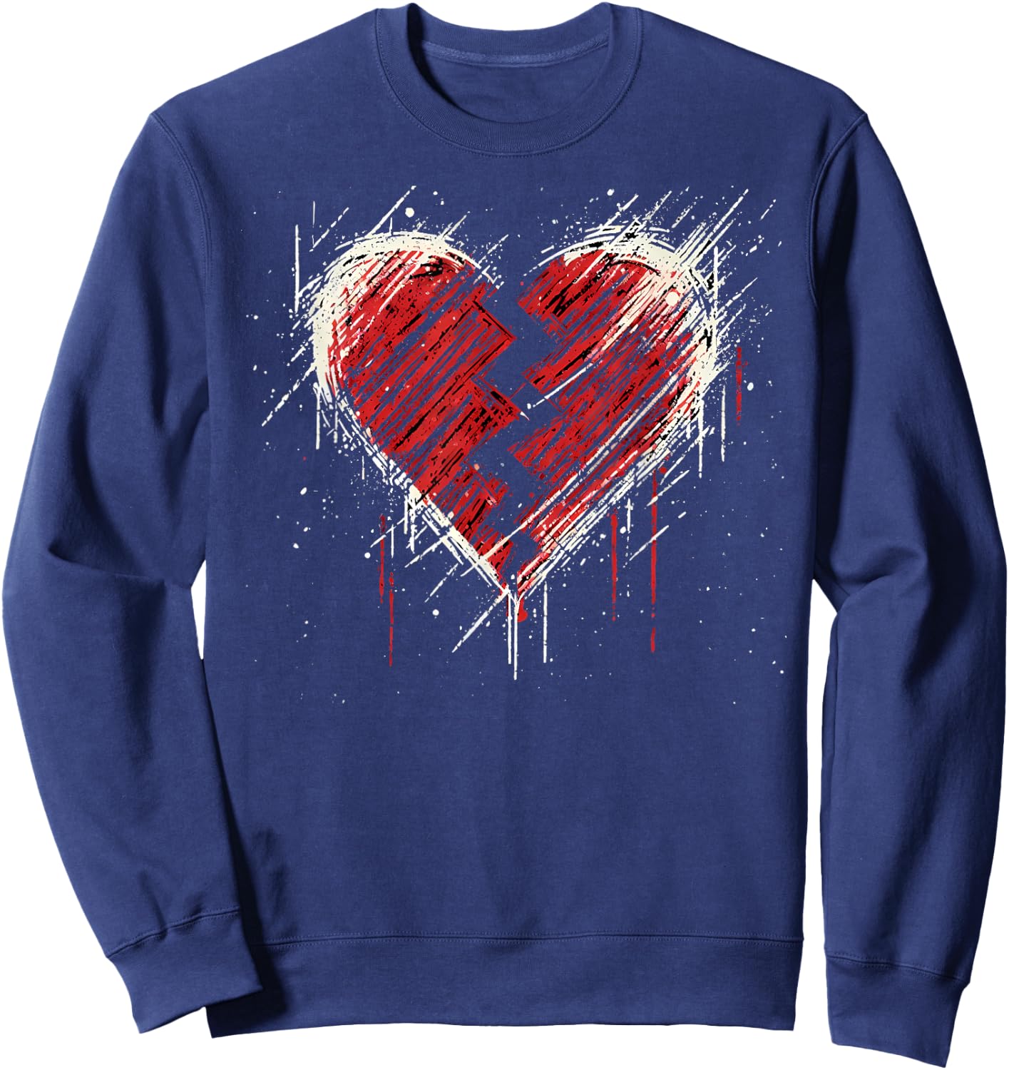 Broken Heart. Alternative Grunge Goth Rock Emo Valentine , Black, S Sweatshirt - Sweatshirt | Navy