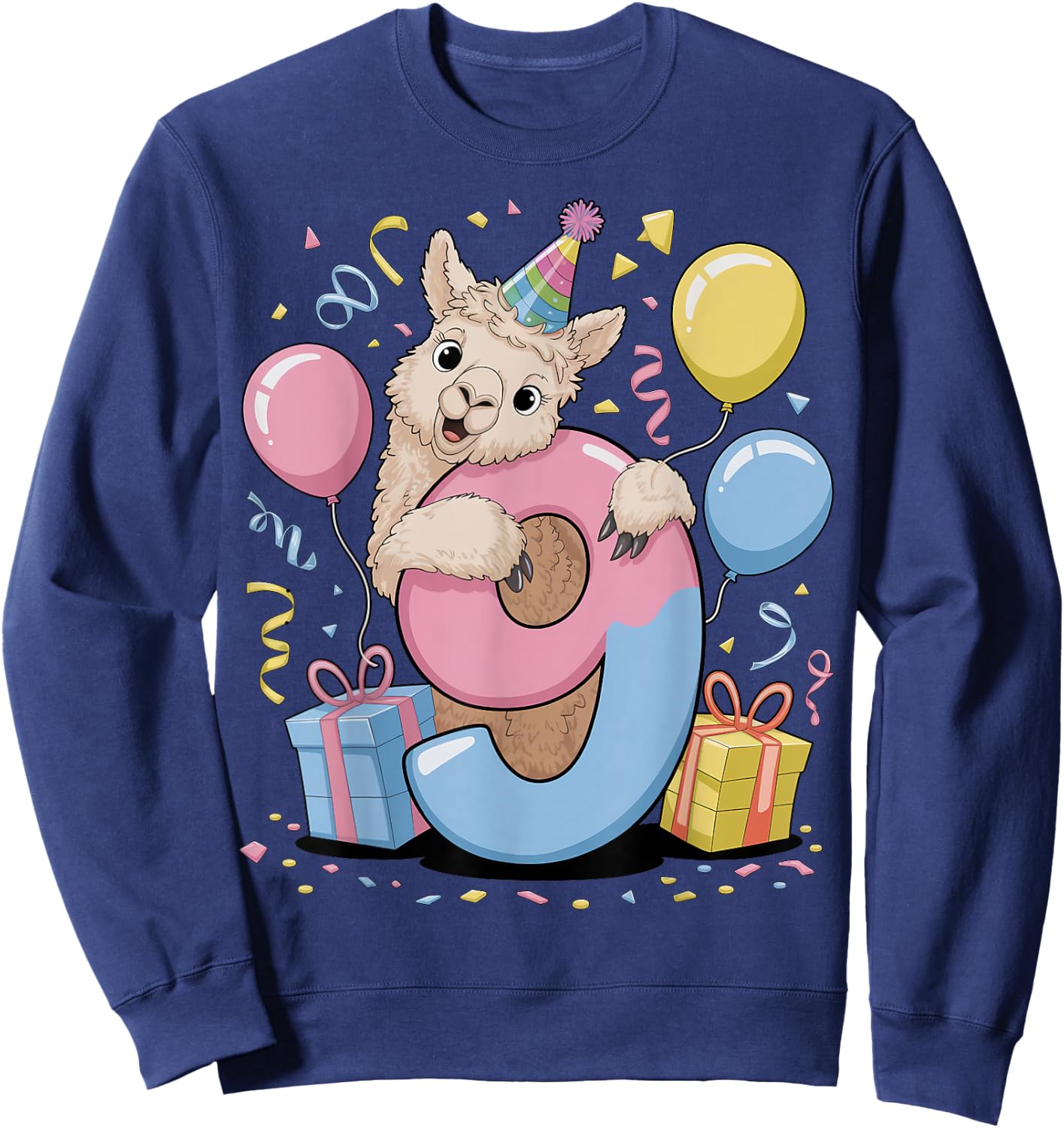 Lama Alpaka 9 Geburtstag Junge Mädchen 9 Jahre alt Lama Alpaka Sweatshirt - Sweatshirt | Navy