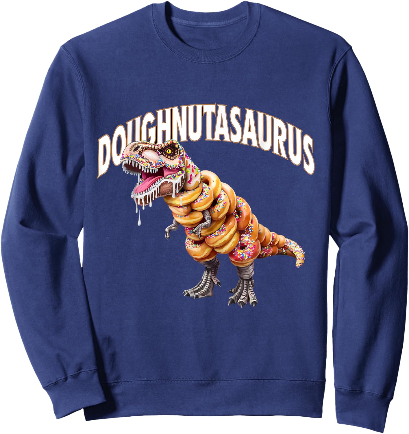 Donut Dino T-Rex Baking Dinosaur Funny Doughnut Sweatshirt - Sweatshirt | Navy