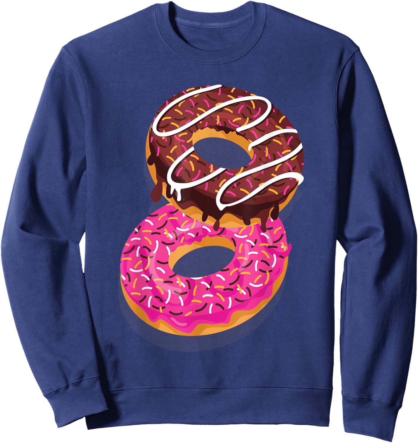 Donut Sweet Dessert Snack Funny Doughnut Food Lover Gifts Sweatshirt - Sweatshirt | Navy