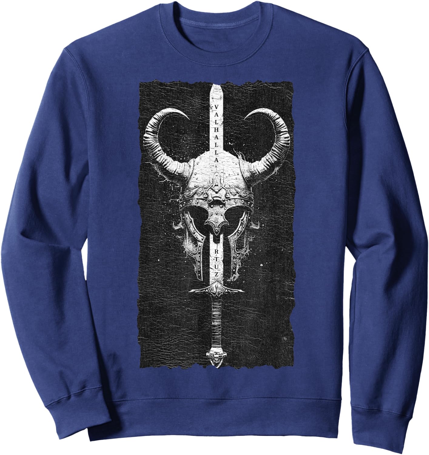 Valhalla Odin Thor Runes Viking Helmet Warrior Viking Sweatshirt - Sweatshirt | Navy