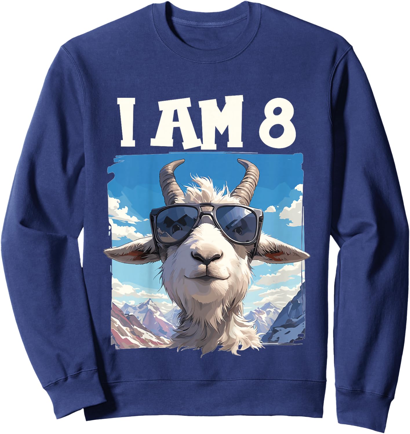 Kids 8 Years old 8 birthday Goats Boy Girl Goat Sweatshirt - Sweatshirt | Navy