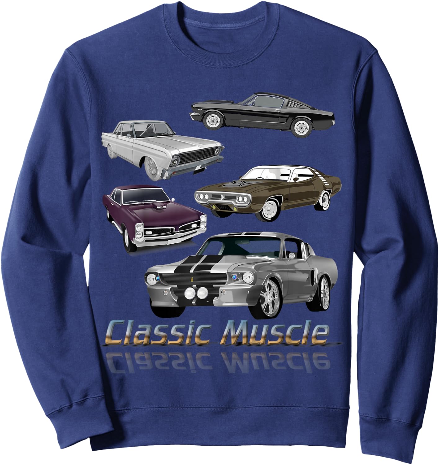 Classic American Muscle Cars Vintage Gift Sweatshirt - Sweatshirt | Navy