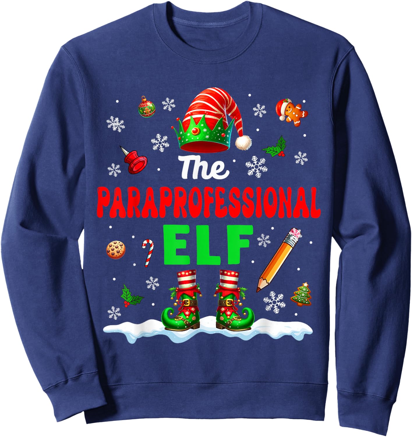 The Paraprofessional Elf Christmas Job Team Matching Party Sweatshirt - Sweatshirt | Navy