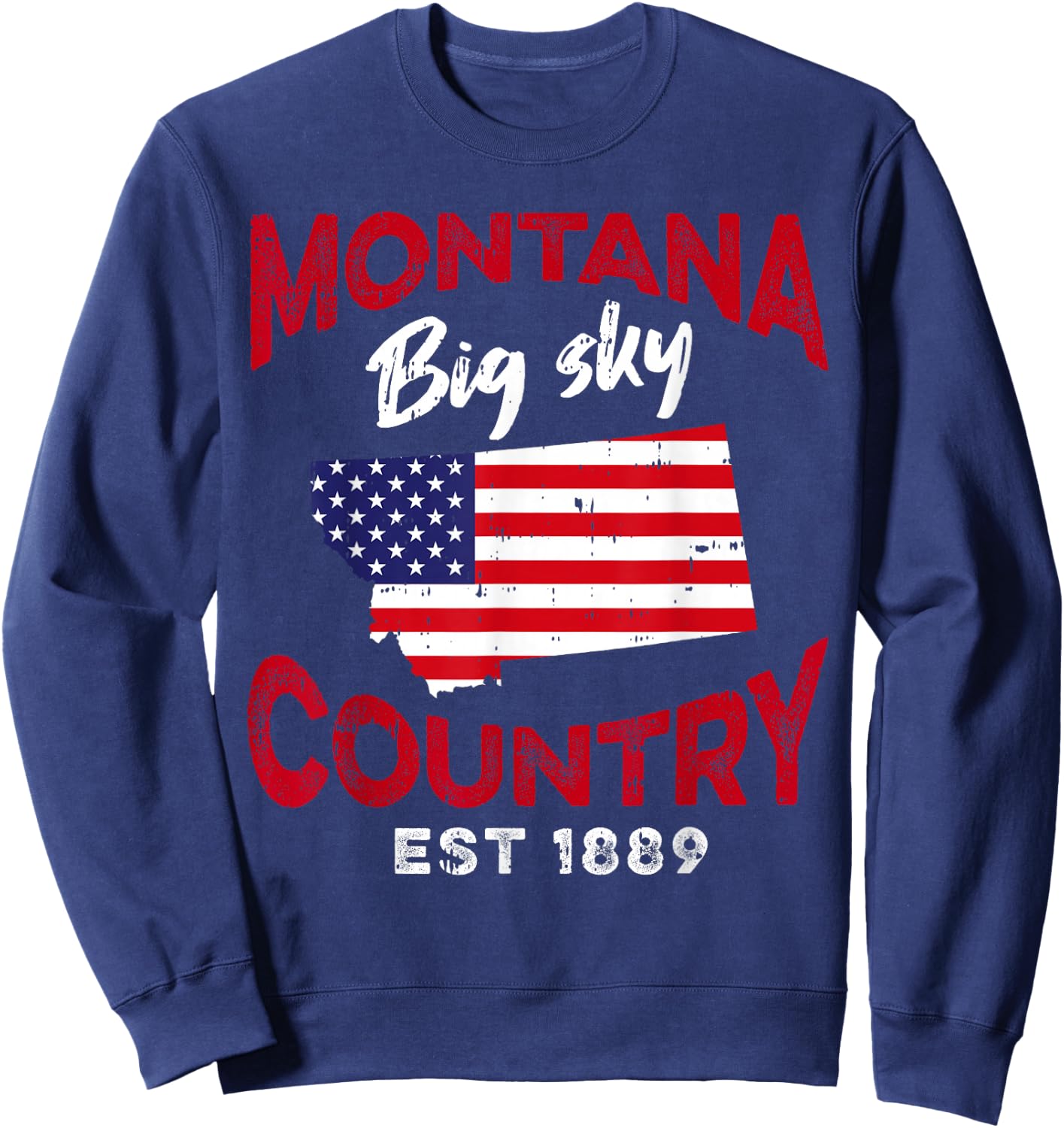 Montana USA American Flag Montanans Sweatshirt - Sweatshirt | Navy