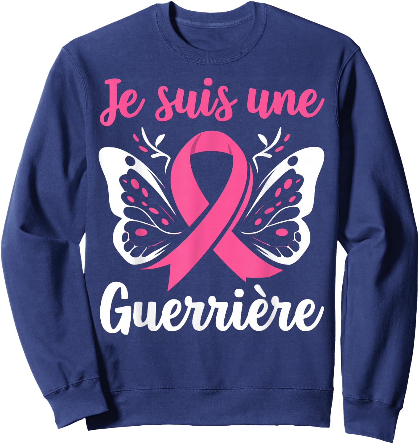 I Am A Warrior October Pink Breast Cancer Support Sweatshirt - Sweatshirt | Navy