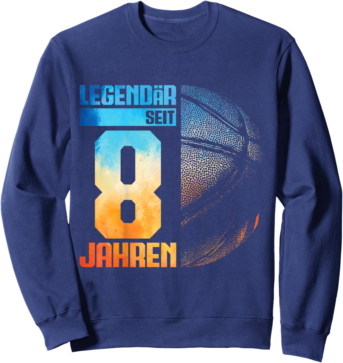 Kids 8th Birthday Retro Basketball Player 8 Years Boy Kids , black Sweatshirt - Sweatshirt | Navy