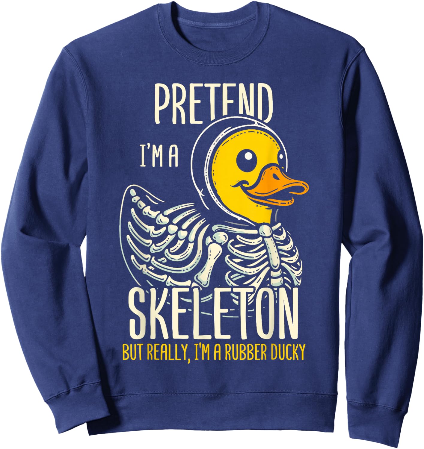 Skeleton Rubber Duck Spooky Duckling Sweatshirt - Sweatshirt | Navy
