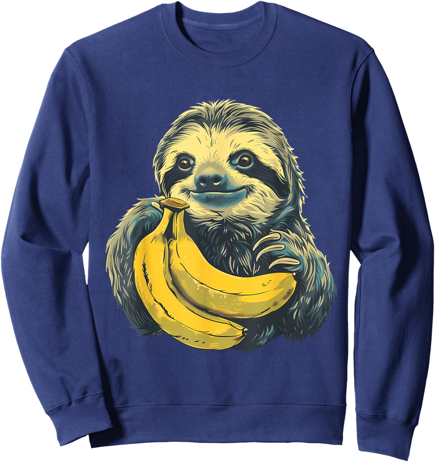 Banana Sloth Watercolor Bananas Fruit Drawing Animal Art Sweatshirt - Sweatshirt | Navy