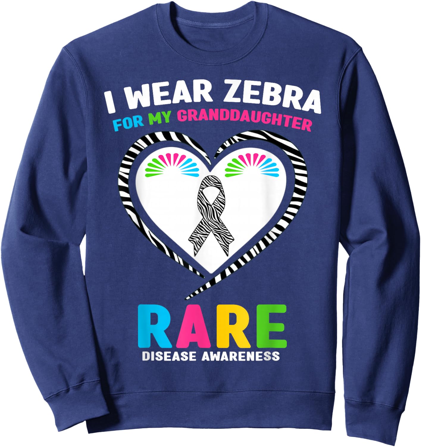I Wear Zebra for My Granddaughter Rare Disease Day 2026 Sweatshirt - Sweatshirt | Navy