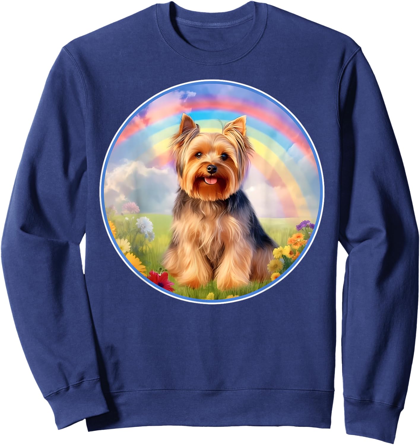Yorkie Rainbow Bridge Cute Yorkshire Terrier Memorial Sweatshirt - Sweatshirt | Navy