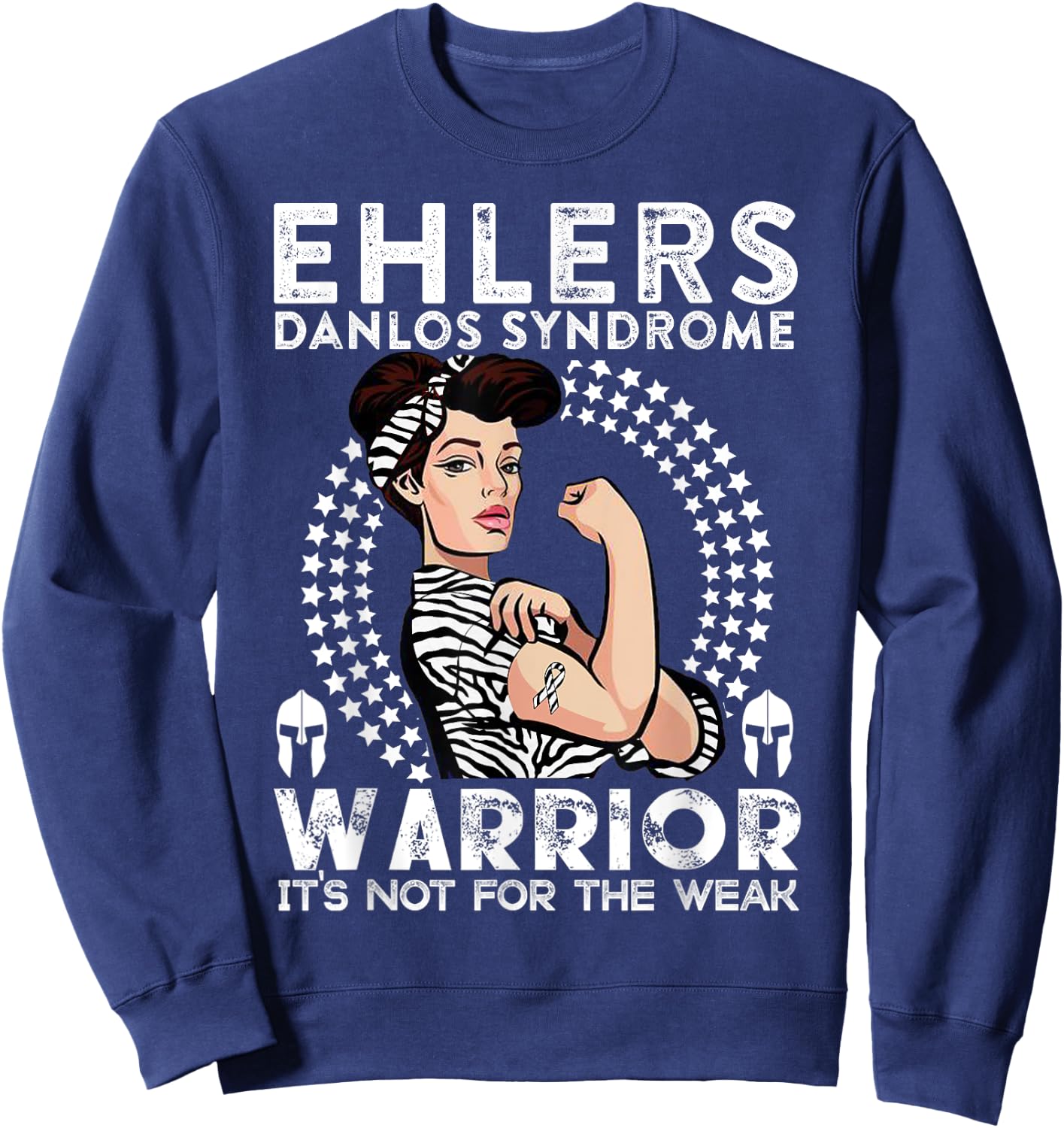 EDS Awareness Warrior Zebra Gift Ehlers Danlos Syndrome Sweatshirt - Sweatshirt | Navy