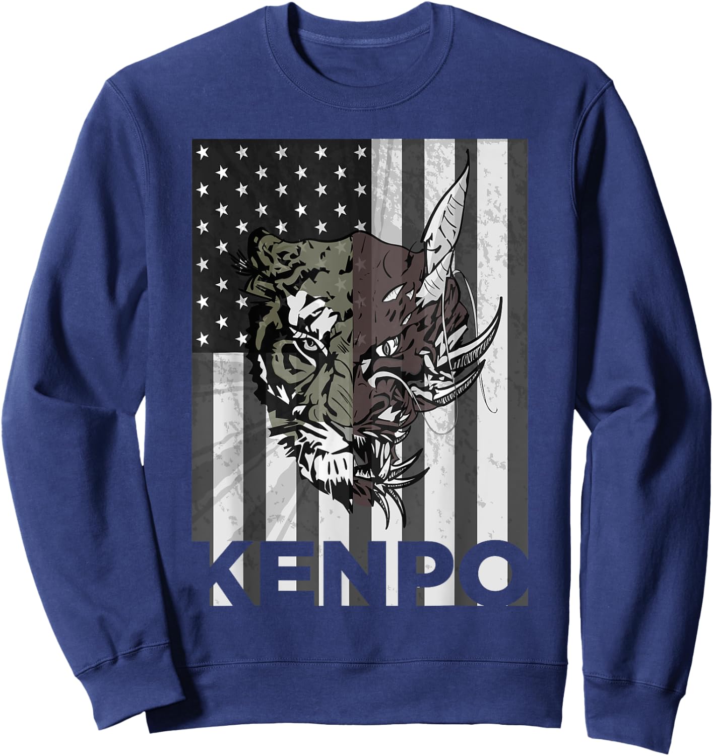 Kenpo Karate Martial Arts American Flag Women Men Sweatshirt - Sweatshirt | Navy